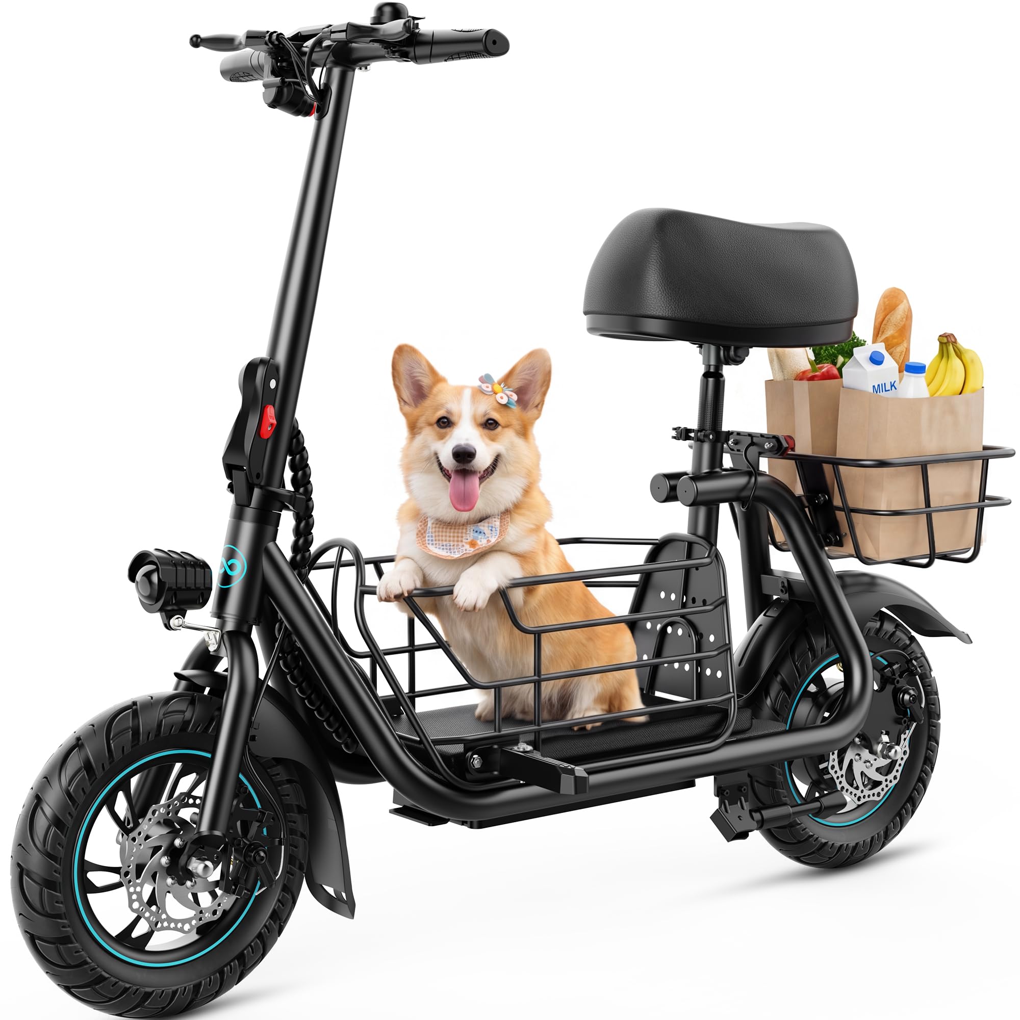 Photo 1 of ** SOLD AS IS NO REFUND/RETURN** SEE COMMENTS 
Gyroor C1S Electric Scooter with Seat for Adults - 550W Motor, Pet Basket, 19 MPH Top Speed, 20 Miles Range, 12" Pneumatic Tires, Foldable Commuting Scooter, Black