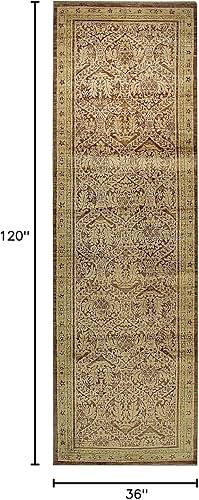 Miniatura 2 de EORC FA7145BG3X10 - Alfombra hecha a mano de lana afgana con nudo turco, 3 pies x 10 pies, color beige