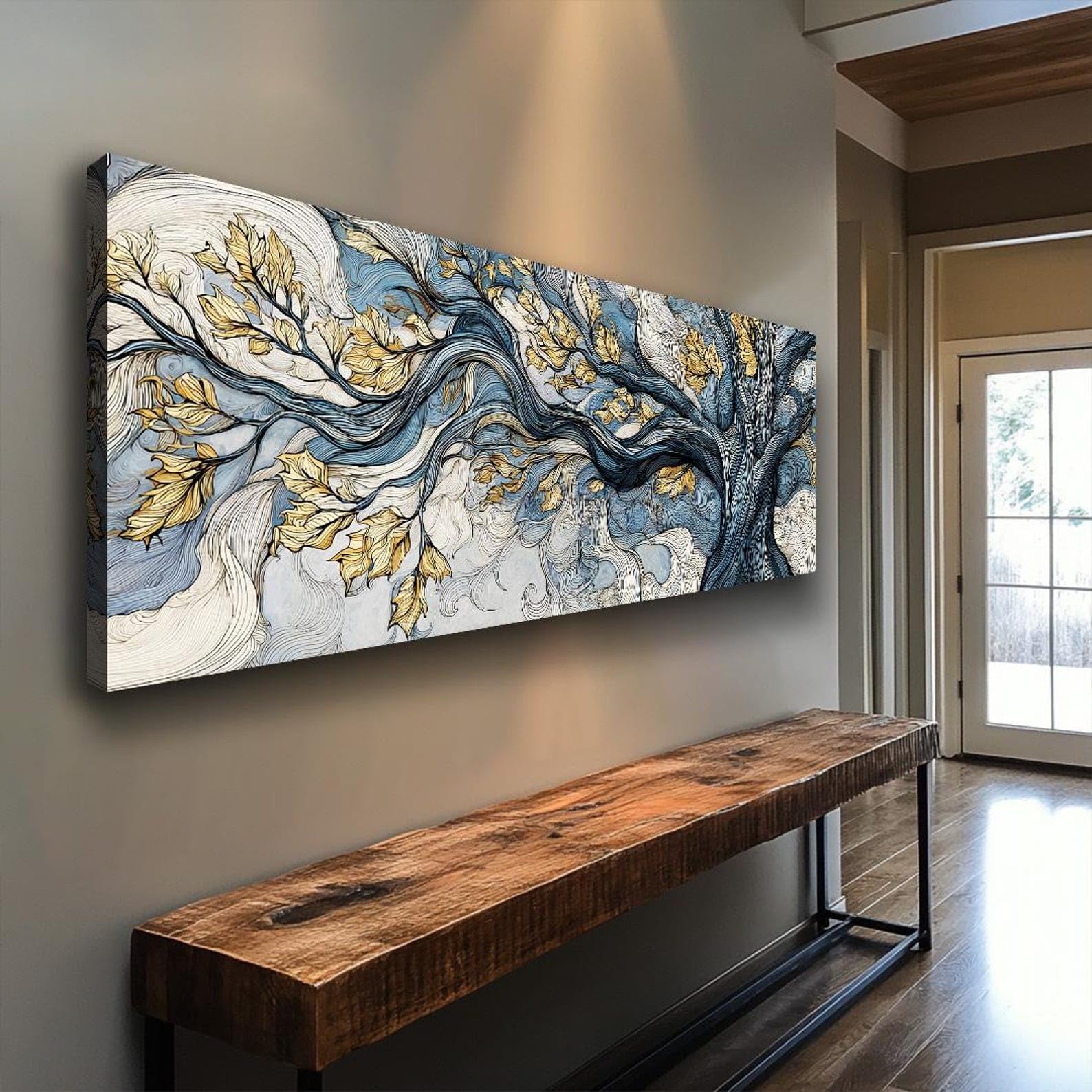 XBTYKPB Wide Horizontal Tree Canvas Wall Art,Long Narrow Horizontal Art Piece, Canvas Print for Office, Rooms or Halls Painting(45x135cm/Frameless)