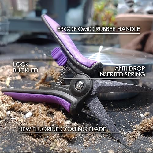 Miniatura 2 de Tijeras para recortar brotes de resina antiadherente, hoja de micropunta, tijeras de jardín con revestimiento de flúor de 6 pulgadas, tijeras de