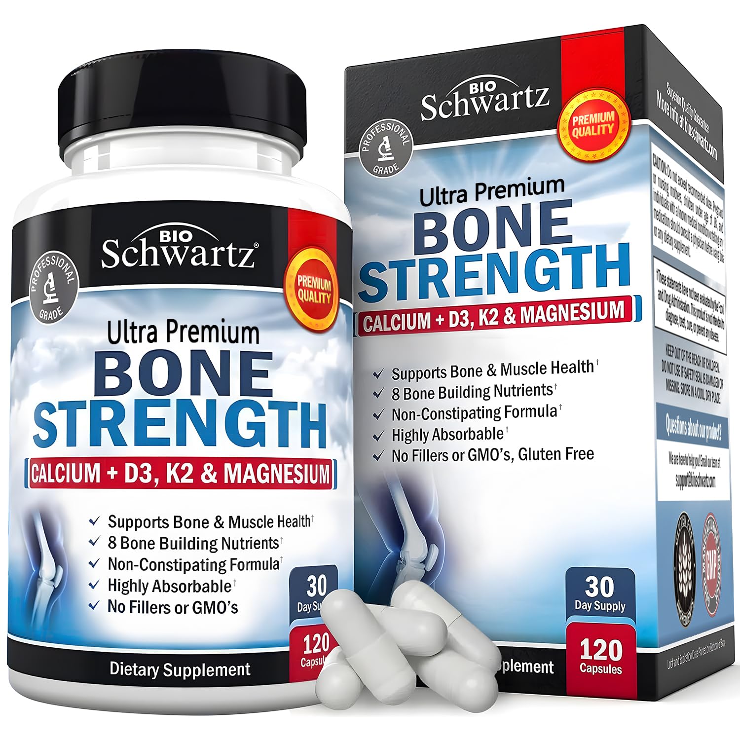 High Absorption Bone Strength Supplement - Gentle Non-Constipating Bone Health Supplement for Women & Men with 9-in-1 Complex with Calcium Magnesium Zinc D3 K2 & More - 3rd...