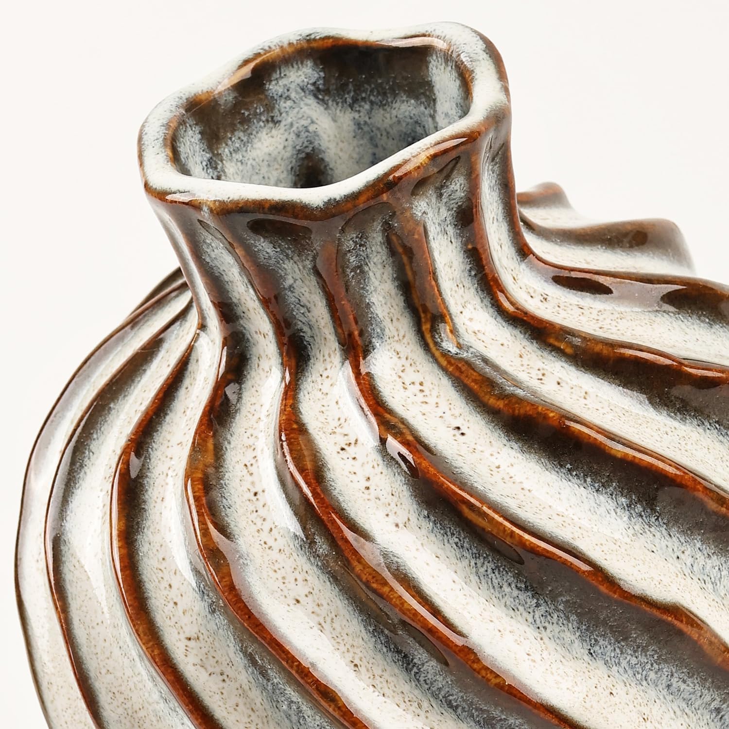 Ceramic Vase Modern Aesthetic Decorative Small Flower Vase for Home Decor, Living Room, Office, Table Centerpiece Shelf Bookshelf Decoration, 7.1 Inch - Image 2