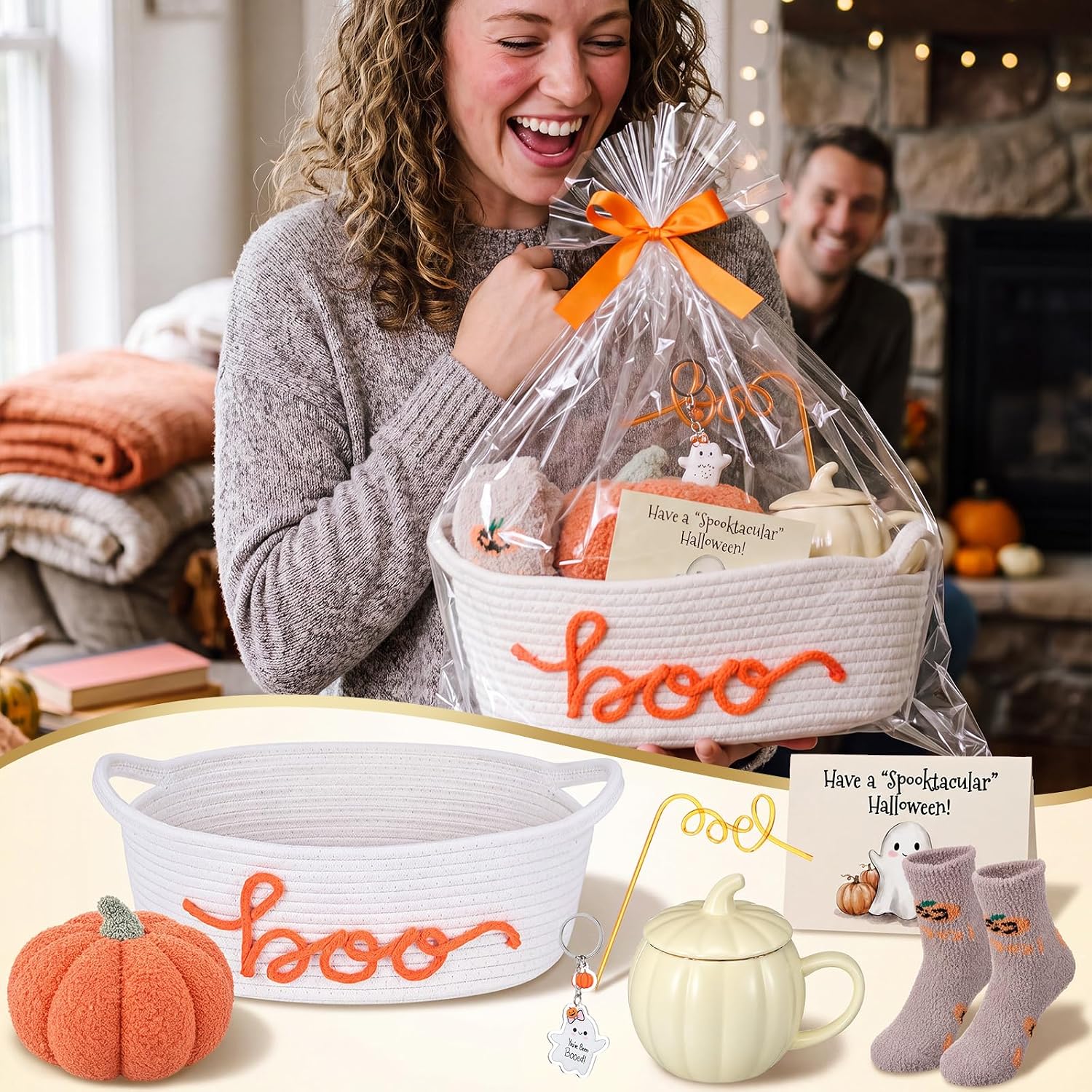 8 Pcs Boo Basket Stuffers Halloween Boo Gift Basket Women Adults