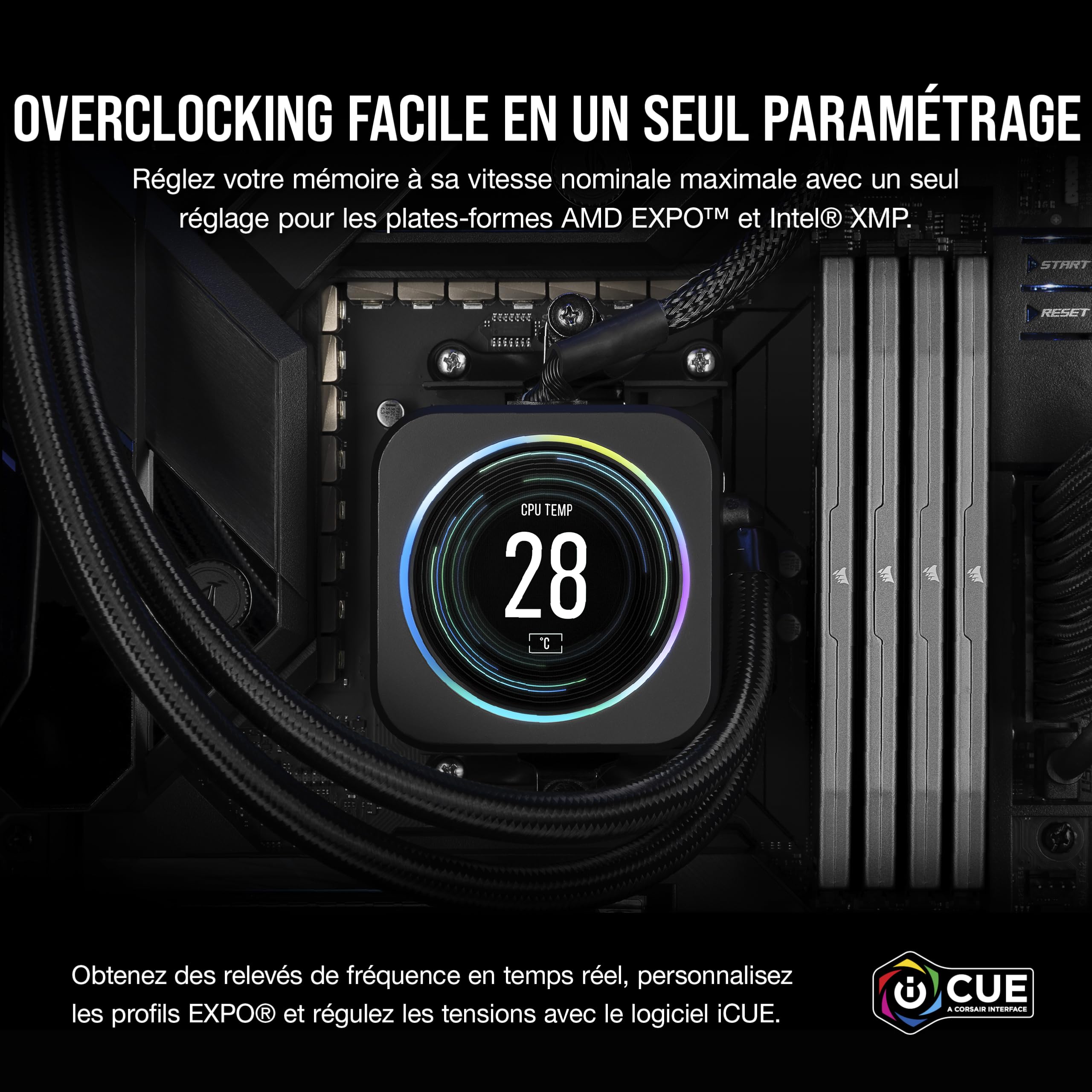 CORSAIR Vengeance DDR5 RAM 32Go (2x16Go) Jusqu'à 6000MHz CL30 AMD Expo Mémoire D'ordinateur Compatible iCUE - Gris (CMK32GX5M2B6000Z30)