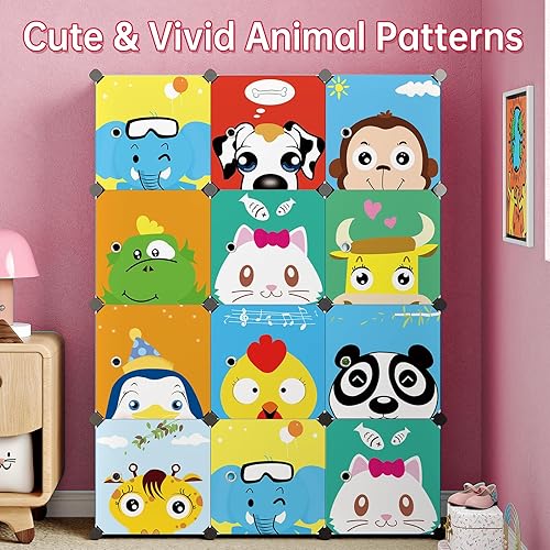 Miniatura 2 de MAGINELS Armario para Niños Cómoda Infantil Lindo Armario Portátil para Bebé Armario de Dormitorio Perchero de Almacenamiento para Colgar Ropa