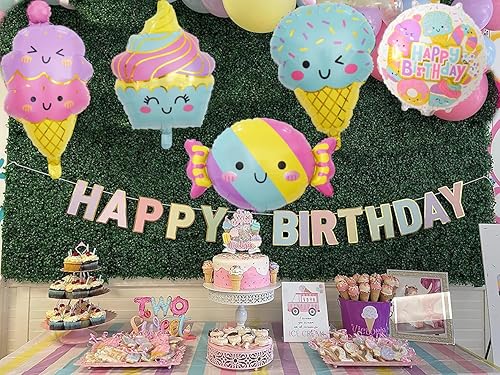 Miniatura 5 de Globos de helado, dona, caramelo, helado, temática de baby shower, niños, dulce helado de verano, suministros de decoración de fiesta de cumpleaños