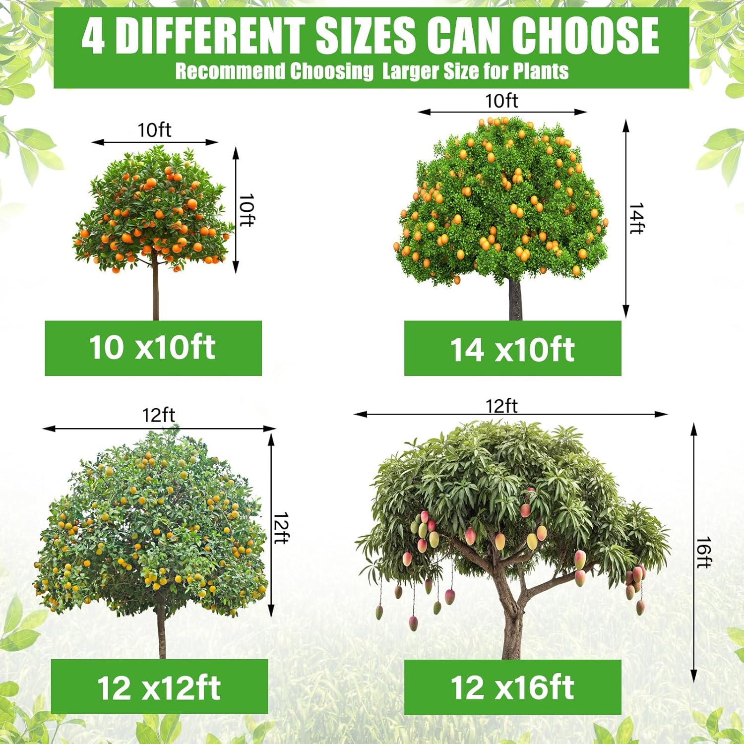 12 x 16 FT Large Fruit Tree Netting Bags Garden Plant Protector with Zipper and Drawstring Blueberry Bushes Netting Covers Plant Protection Mesh Net Bags from Insect Bug Cicada