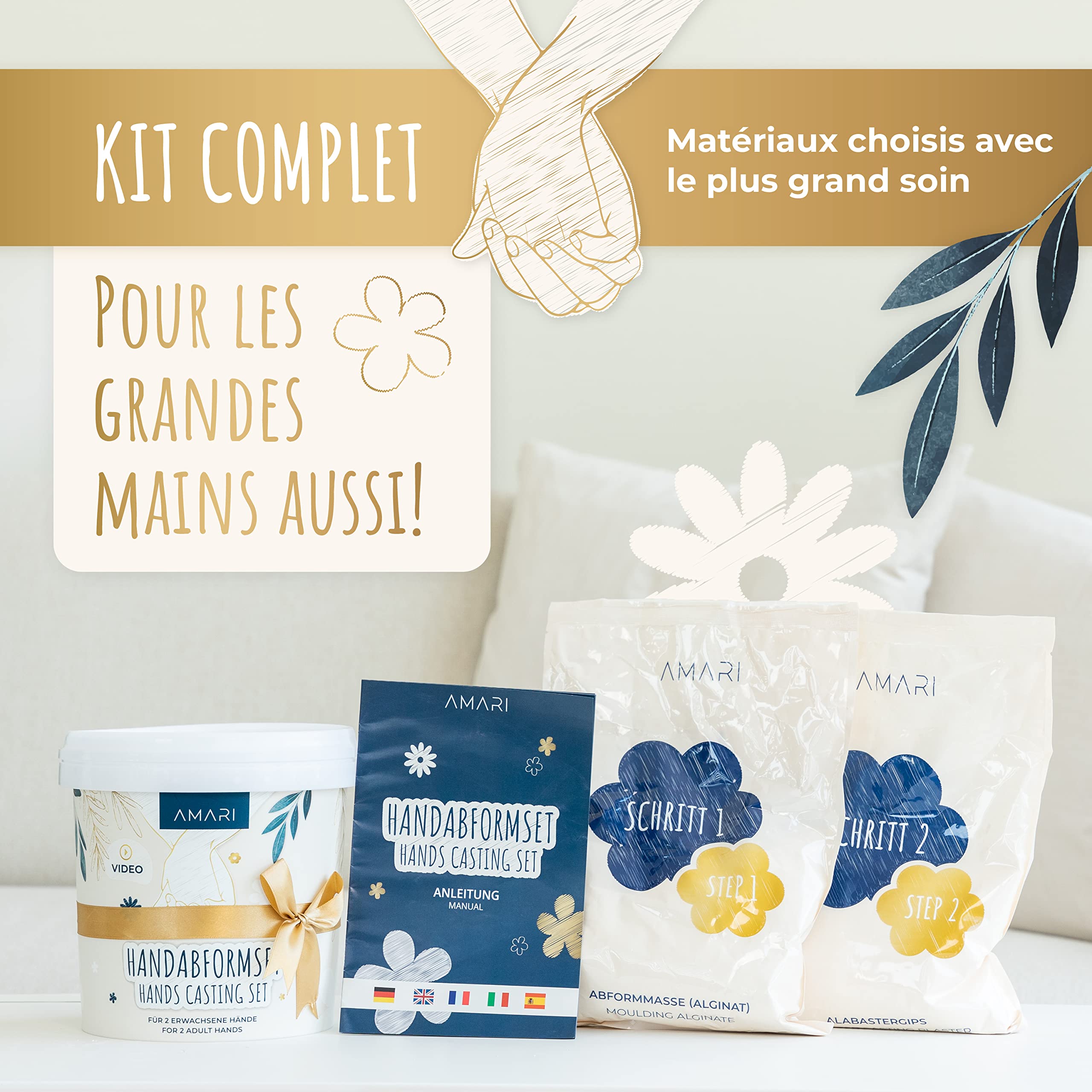 Amari 3D Kits de Moulage et d'Empreintes – Kit de Moulage Main pour Couples et Familles