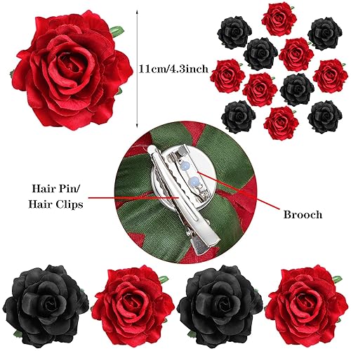 Miniatura 5 de 12 pinzas de tela con diseño de rosas para el cabello, horquilla de rosa, broche mexicano para el cabello, accesorios para el cabello para mujeres,