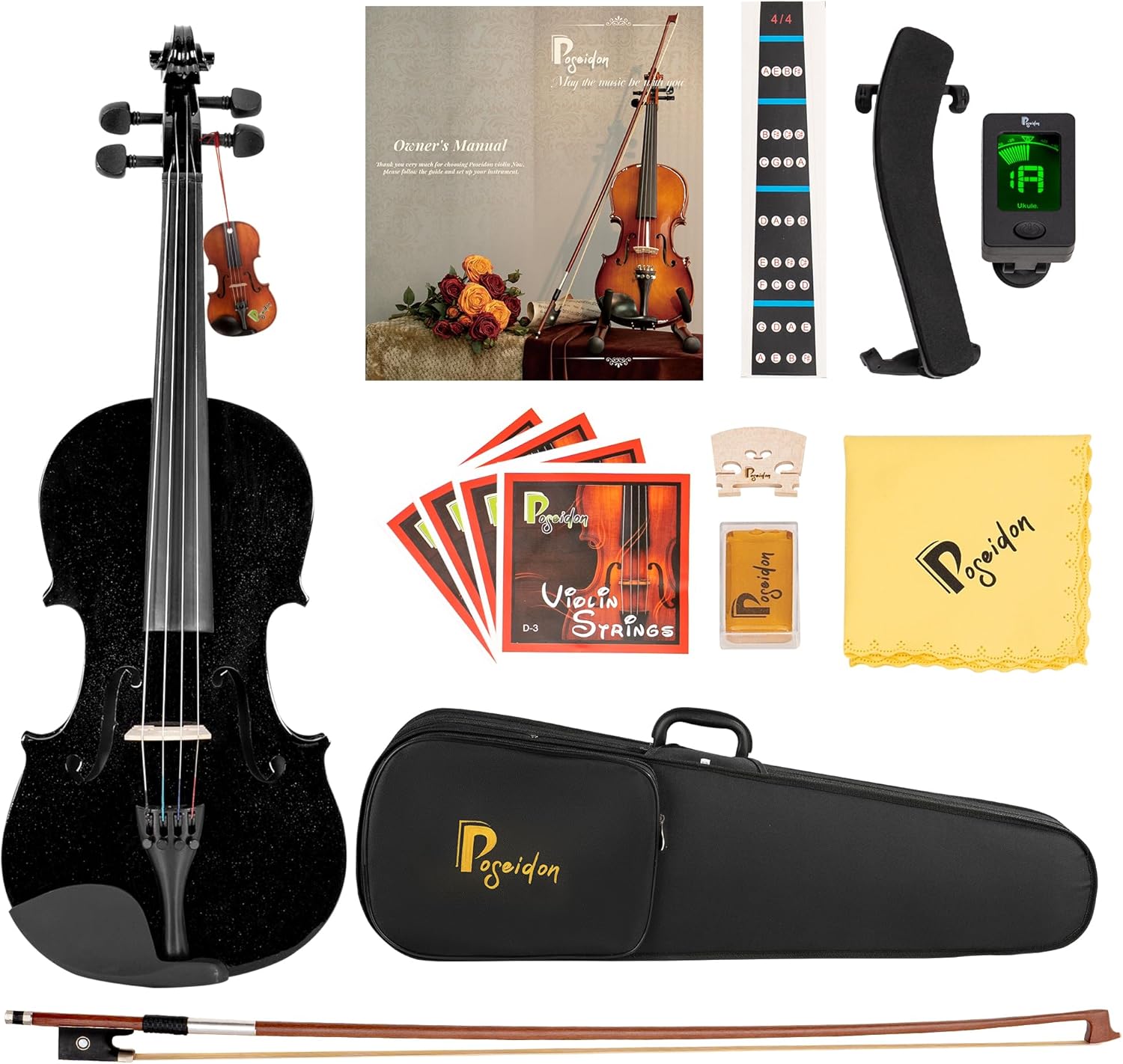 Violin 1/2 Size for Kids, Black Violin for Beginners