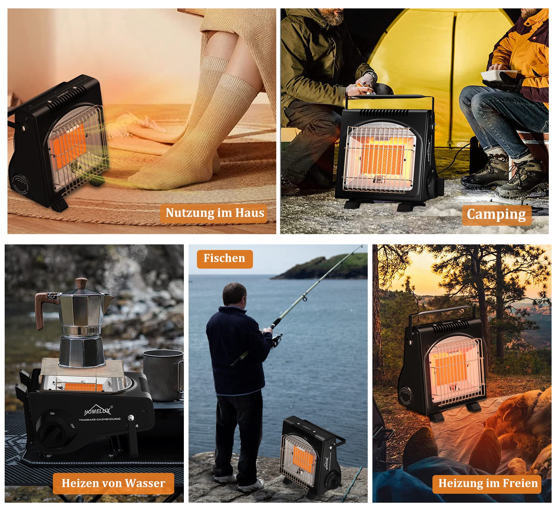 HOMELUX 1,7KW Gasheizung für Outdoor, Gasheizer, Gasheizung Camping, Heizung Ohne Strom, Gasheizstrahler, Campingheizer, Heizstrahler (BDZ-Q1000)