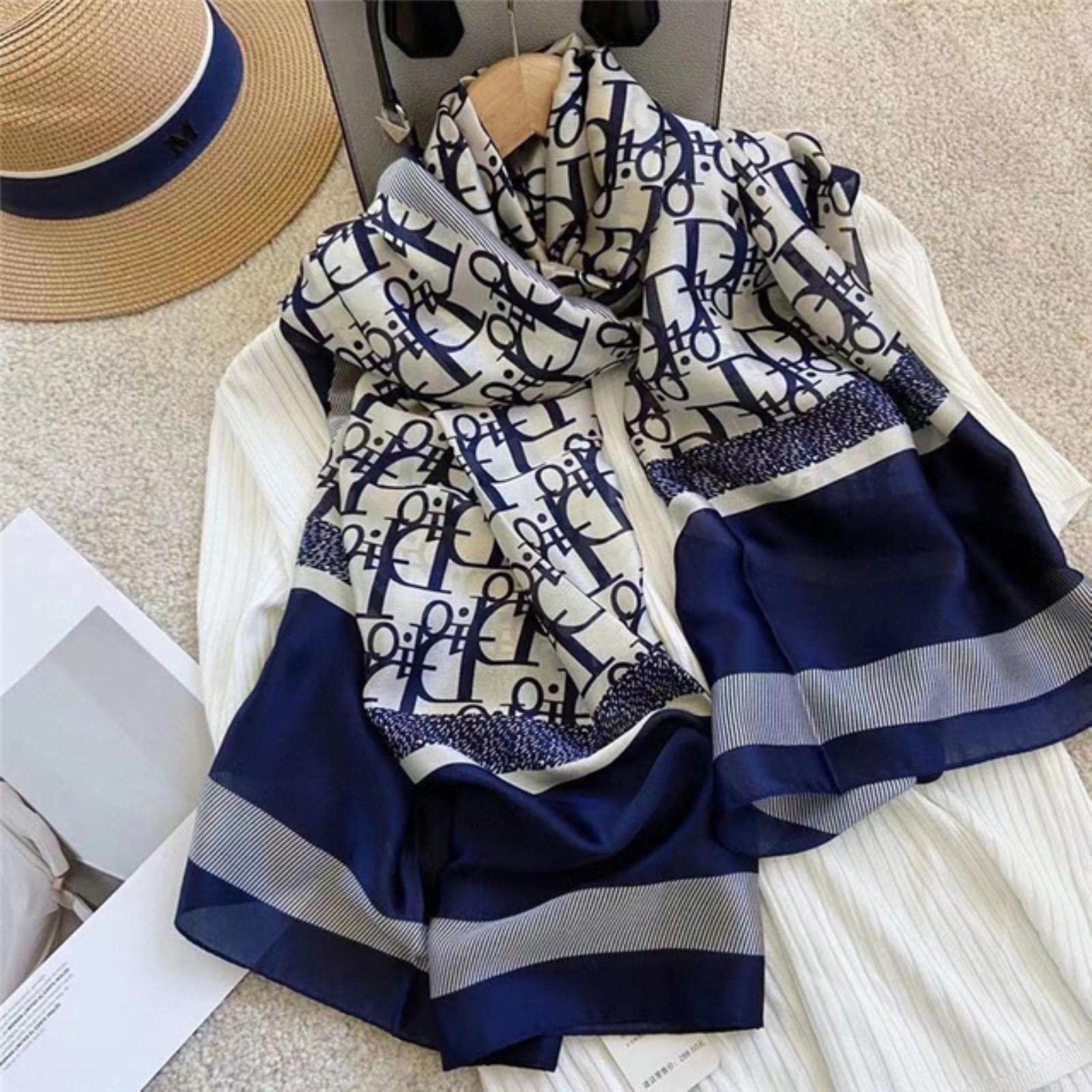 MBU Women Silk Winter Scarf Luxury Design Print Lady Beach Shawl Scarves Fashion Smooth Foulard Female Hijab