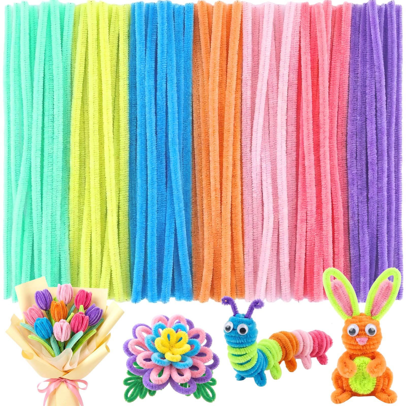 Yunsailing 200 Pcs Pipe Cleaners 6 mm x 12 Inch Chenille Stems Pipe Cleaners Craft Supplies Art Supplies Adults DIY Creative Decorations Creative DIY Projects Decorations (Macaron Color)
