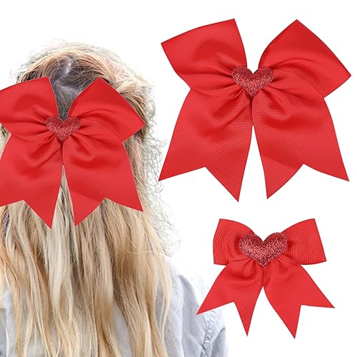 2 lazos para el cabello de San Valentín, bandas elásticas hechas a mano, bandas elásticas para el cabello y lazos para el cabello, lentejuelas con