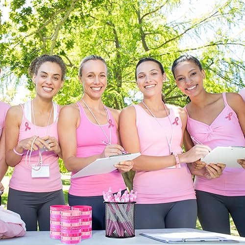 Miniatura 3 de Sherr 150 accesorios de concientización sobre el cáncer de mama, incluyen bolígrafos retráctiles de cinta rosa, bolígrafos de cáncer de mama,