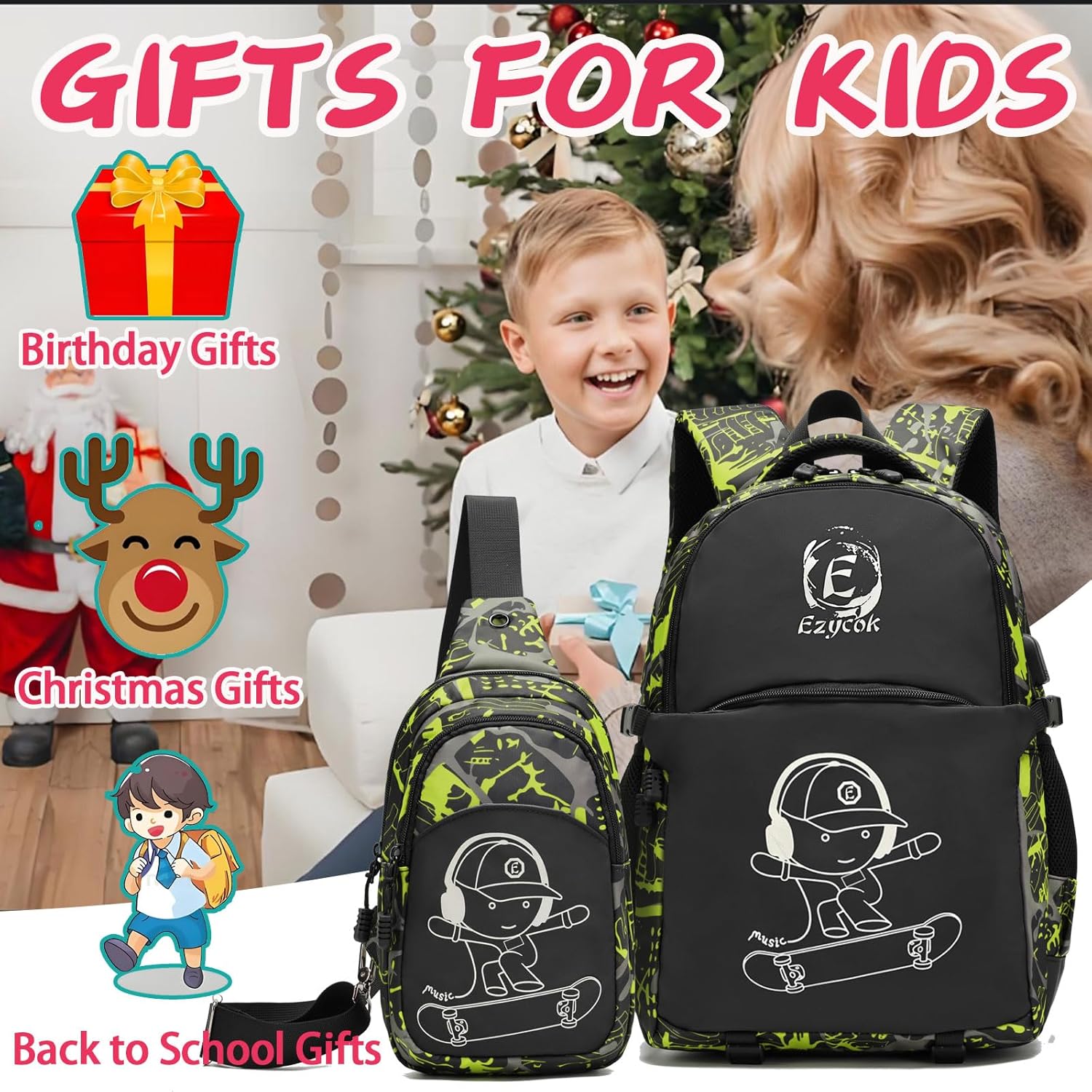 School Backpack for Boys, Cool Luminous Boys Backpack for Kids Children Teens Elementary Middle School Bags Lightweight Laptop Backpack College Bookbag - Image 7