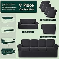 Vista 559 de CHUN YI - Funda elástica para sofá (7 piezas), funda para sofá de 3 plazas con tres respaldos y cojines separados con banda elástica, tela jacquard