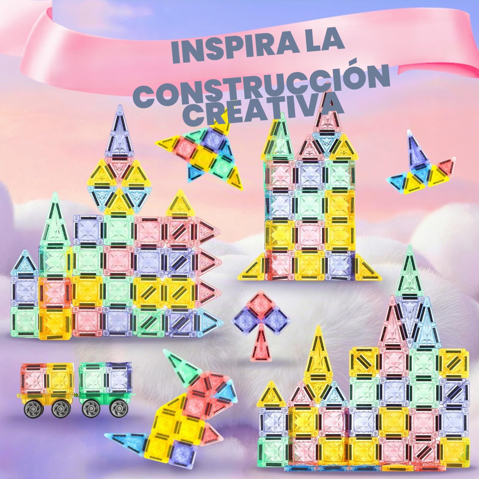 GAGAKU Mini Bloques de Construcción Magnéticos 62 piezas Azulejos Magnéticos, Juguetes para niños a partir de 3 4 5 6+ años niños niñas Bloques Magnéticos Juguetes Sensoriales
