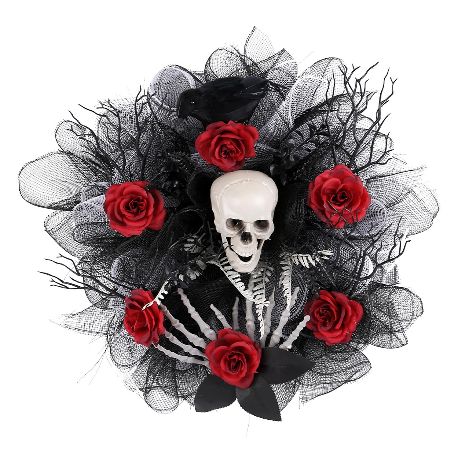 Elnwnnkc Unique Halloween Rose and Skull Headdress Multifunctional Costume Decoration Accessory for Masquerades Parties Dress Up Gear