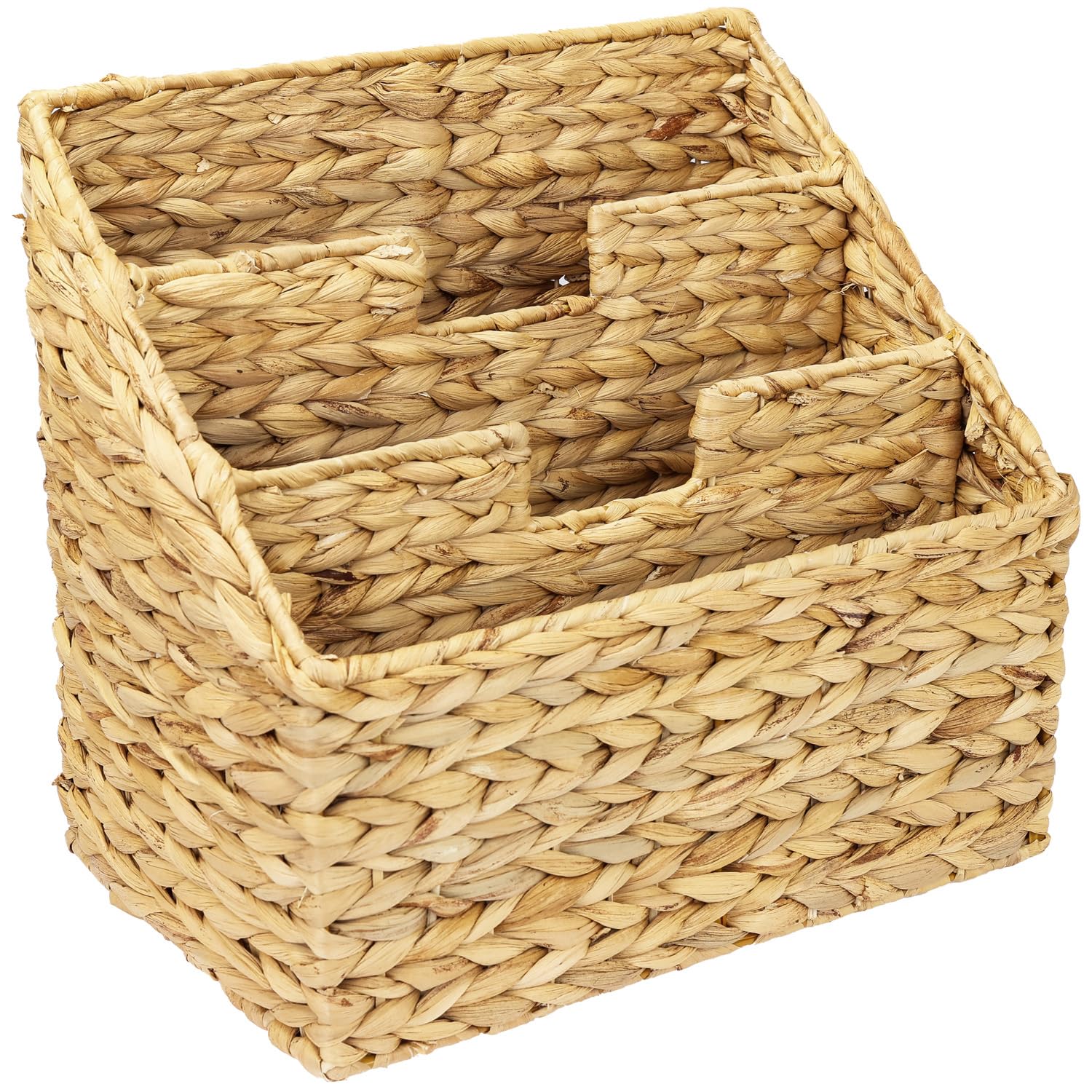 HMF Portariviste da terra, Porta riviste per Cataloghi e Giornali, intrecciato in Giacinto d'acqua | 3 Scomparti | 35 x 24 x 32 cm