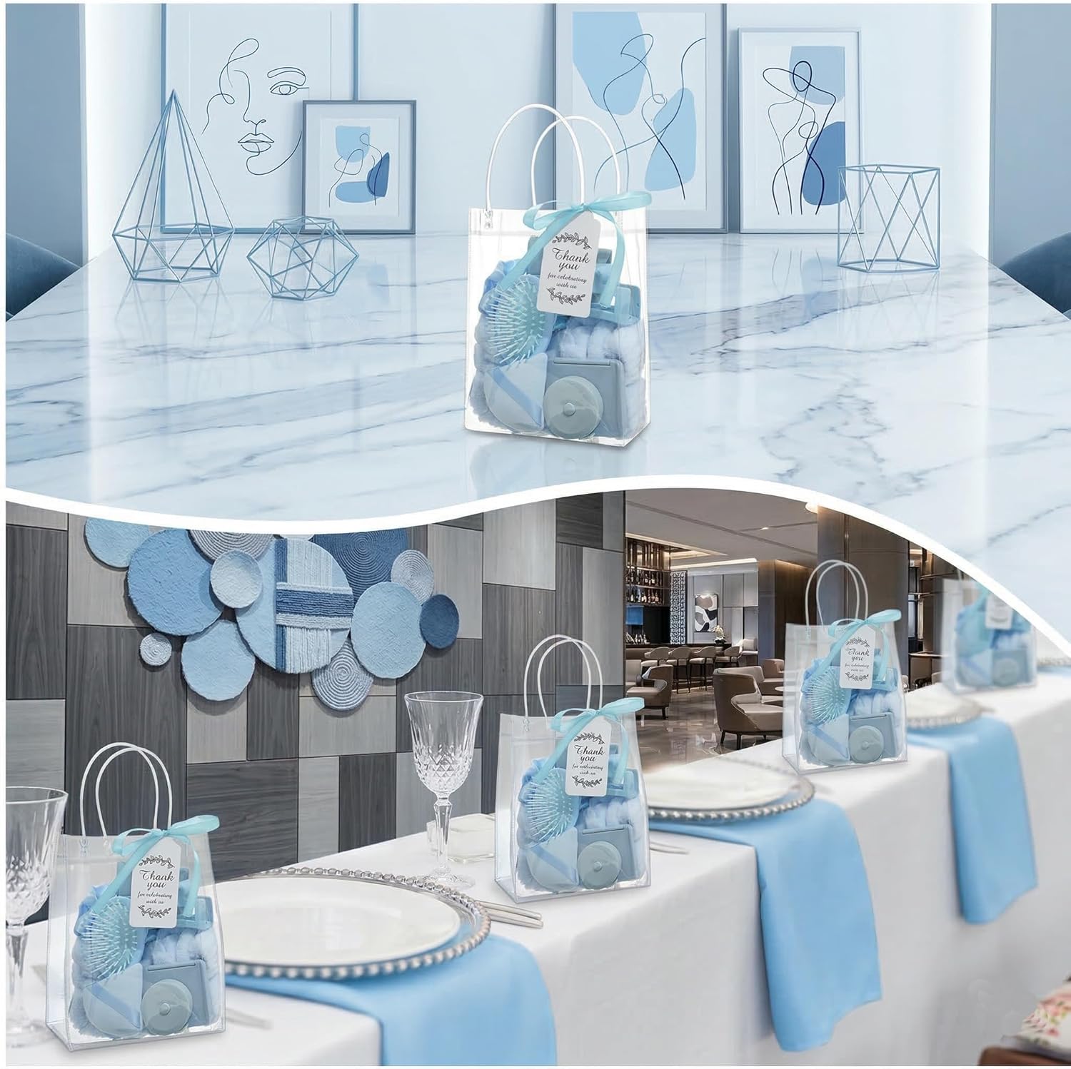 116Pcs Baby Shower Prizes for Game Winners Favors Gifts Set including Hair Clips Hair Brush Makeup Brushes Gift Bags for Baby Shower Party Guests Bridal Shower Favors (Blue)