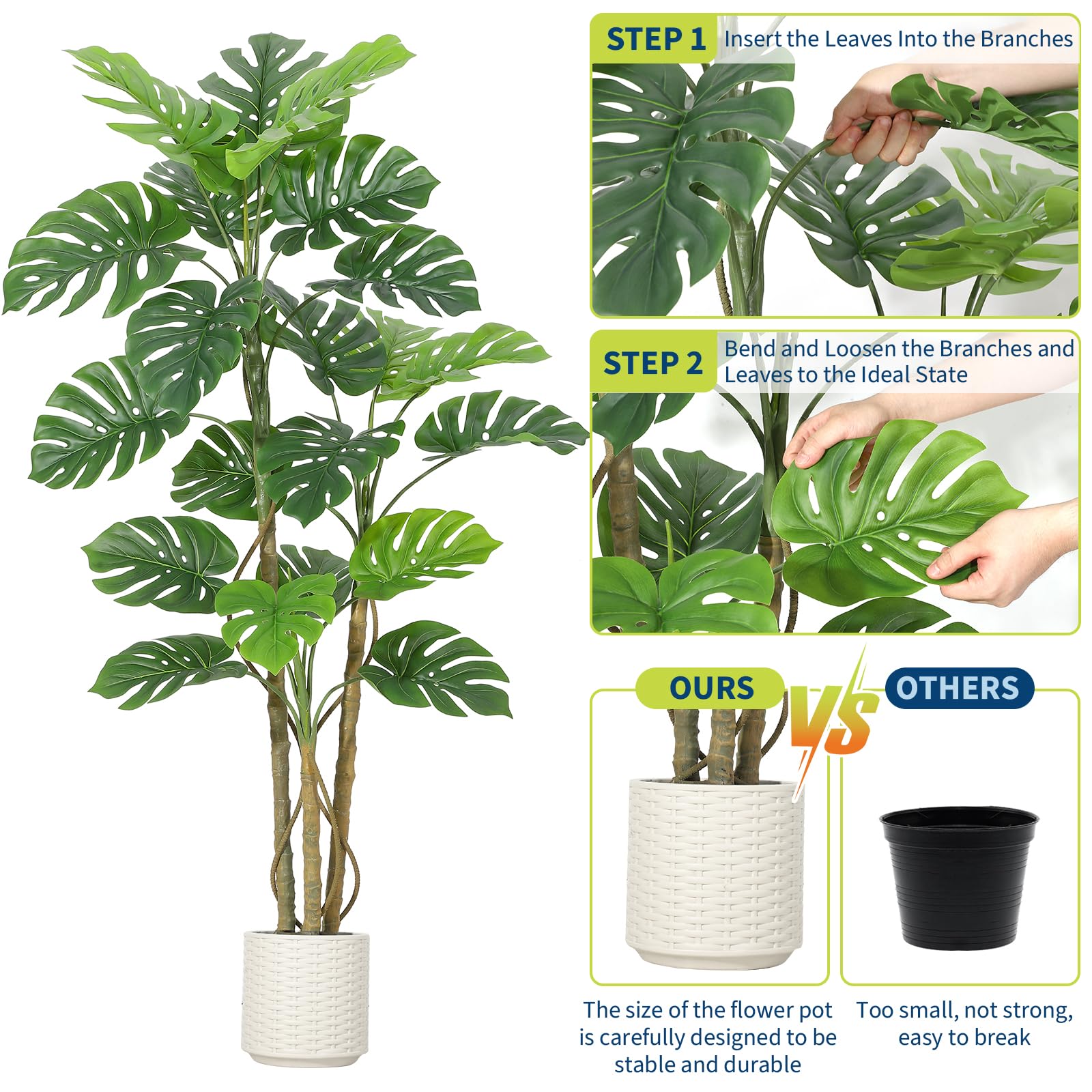 Pianta Monstera Finta - Monstera Finta Da 5 Piedi Per Arredamento d'Interni, Pianta Finta Alta, Pianta Finta Da Pavimento Per Soggiorno, Ufficio, Regalo Di Inaugurazione Della Casa
