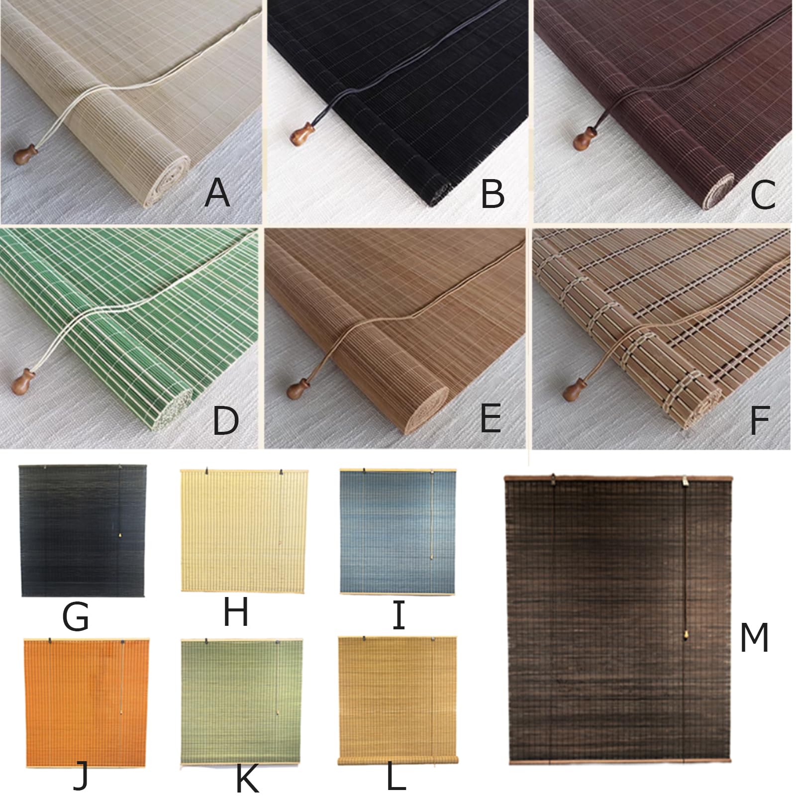 Persianas Enrollables Natural,Transpirable Estores de Bambú para Exterior,Cortina de Bambú de Protección Solar,para Puertas o Ventanas,Personalizable,Ancho x Alto (120cm x 260cm)