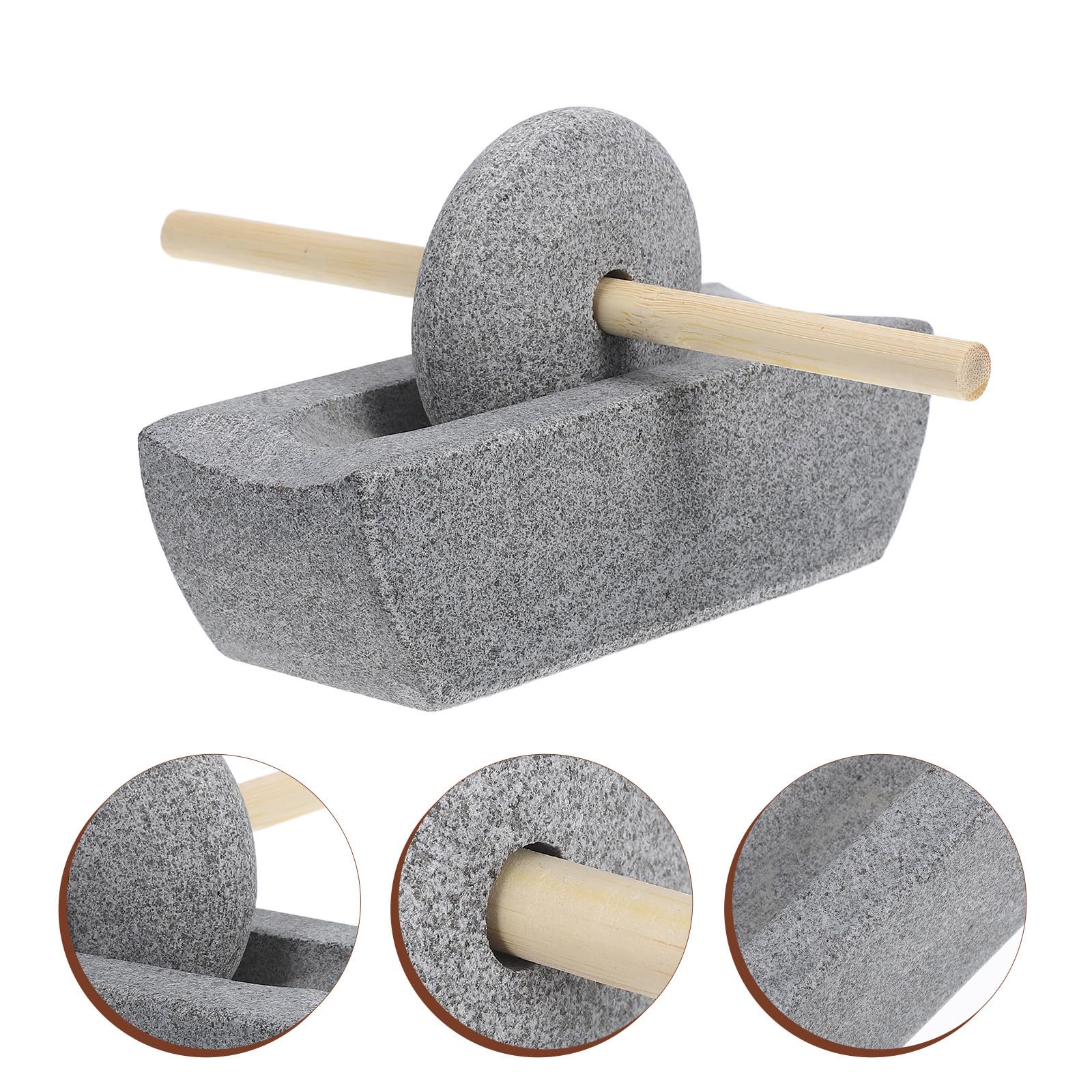 Mortero de piedra tradicional 12 cm para moler té y especias, molinillo de té manual de piedra natural, triturador de especias para cocina y, compacto y portátil