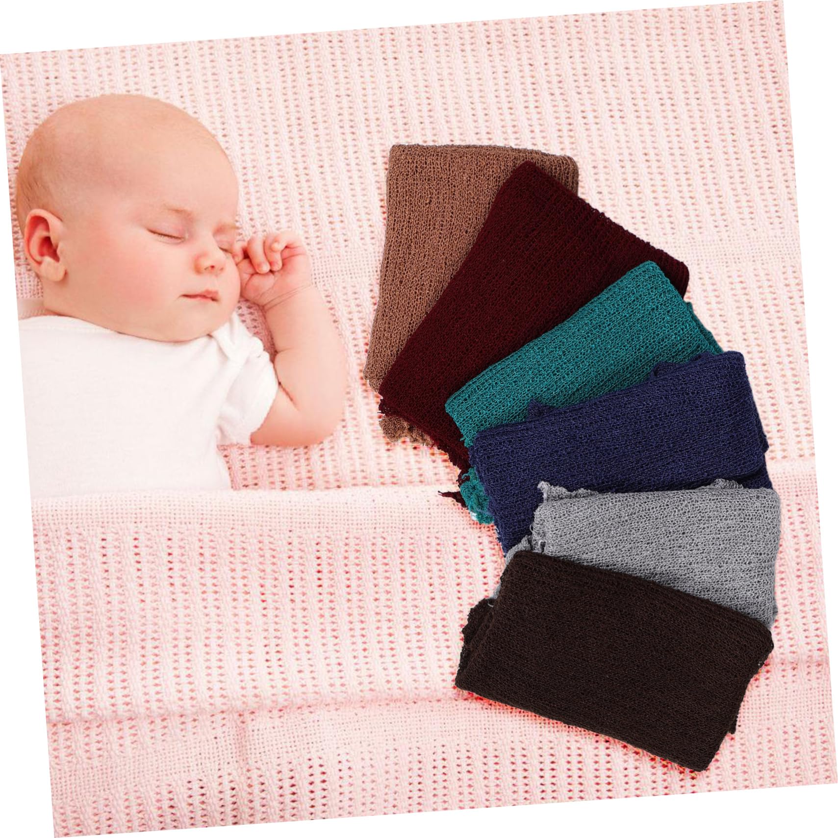 Neugeborenen Puckdecke 6 Stück Dehnbar für Babyfotografie | Acrylfaser, Weich Gestrickt, Unisex für Jungen und Mädchen, Requisiten für Fotoaufnahmen