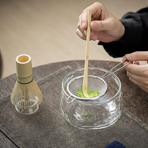 Miniatura 4 de TEANAGOO Batidor matcha japonés (7 piezas), juego de matcha Mtacha, cuenco matcha con boquilla de vertido, batidor matcha de bambú (chasen) cuchara