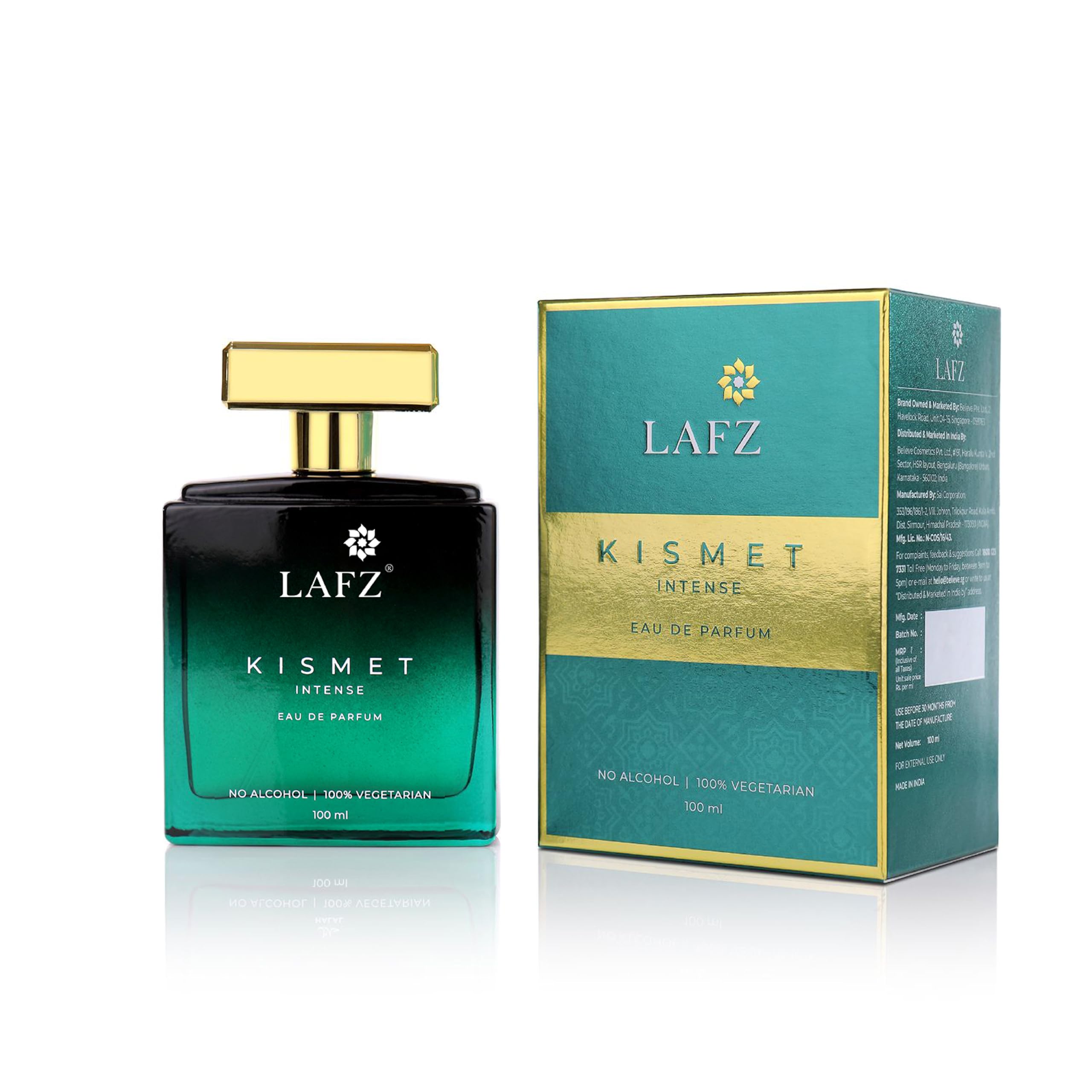 LAFZ Kismet Intense EDP | No Alcohol Perfume | Premium Long-Lasting Fragrance, Skin Friendly | Floriental Fragrance Eau De Parfum for Men & Women - 100 ml