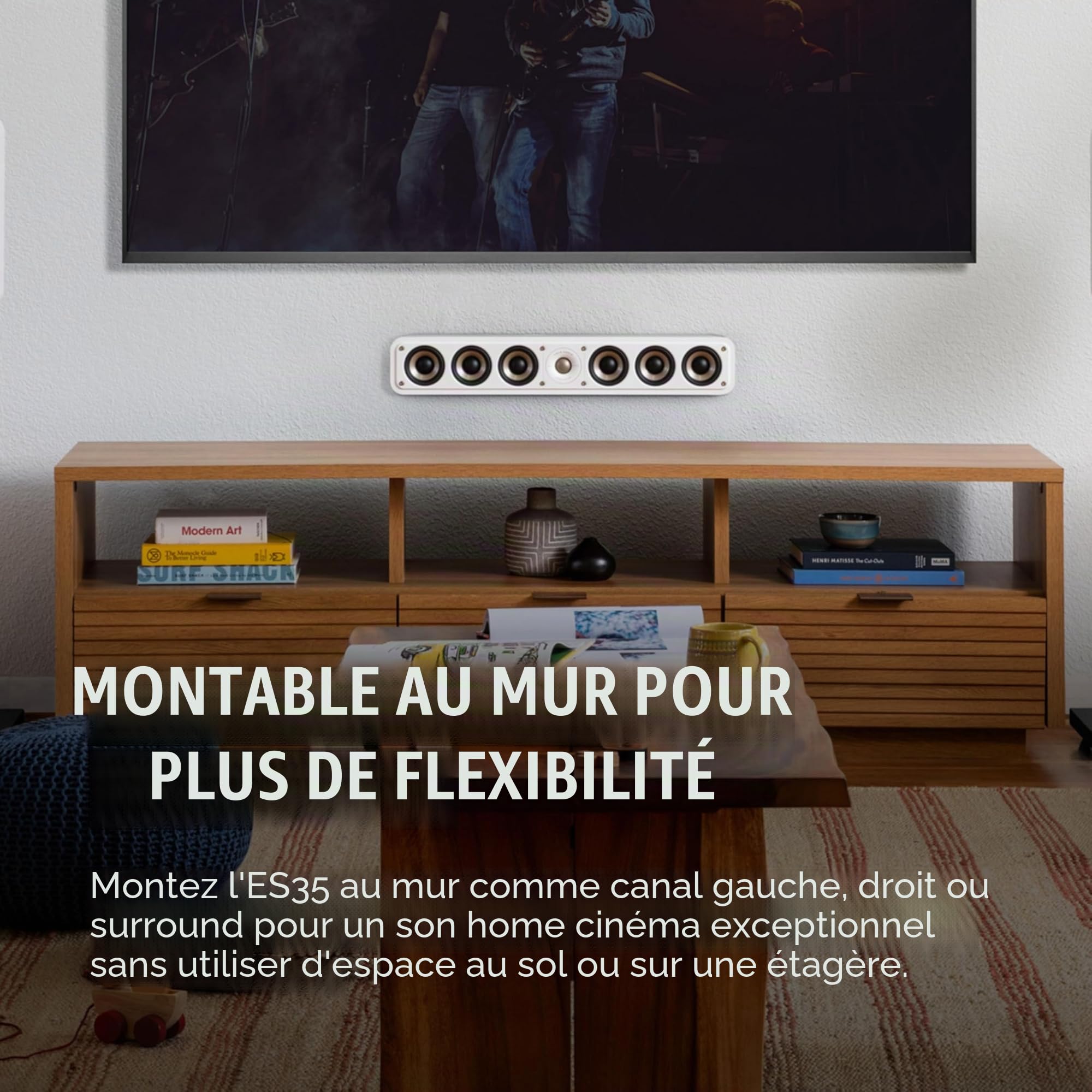 Polk Audio Signature Elite ES35 Enceinte Centrale Hi-Res, Compatible Dolby Atmos/DTS:X (Pièce) - Noire