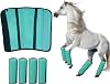 Mesh Horse Fly Boots Set of 4, Loose Fitting Shoofly Leggings for Horses with Breathable & Adjustable, Fly Leg Wraps for Horses Stop Annoying Stomping, Stay-on Comfortable Shoo Fly Boots (Mint)