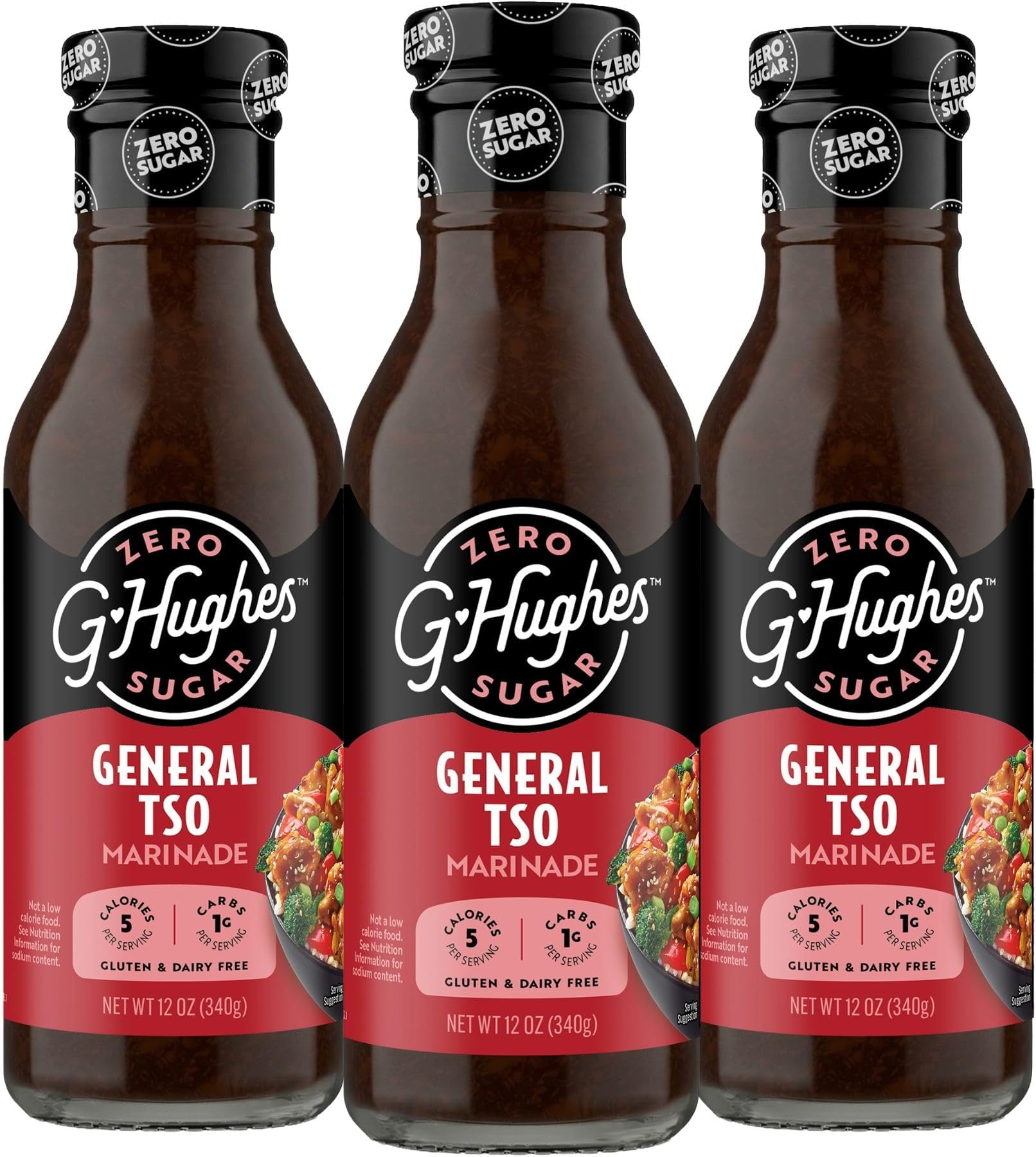 G Hughes Sugar Free, General Tso Sauce - 12 Oz (3-Pack) | Stir Fry Sauce, Gluten Free, No High Fructose, No Artificial Preservatives