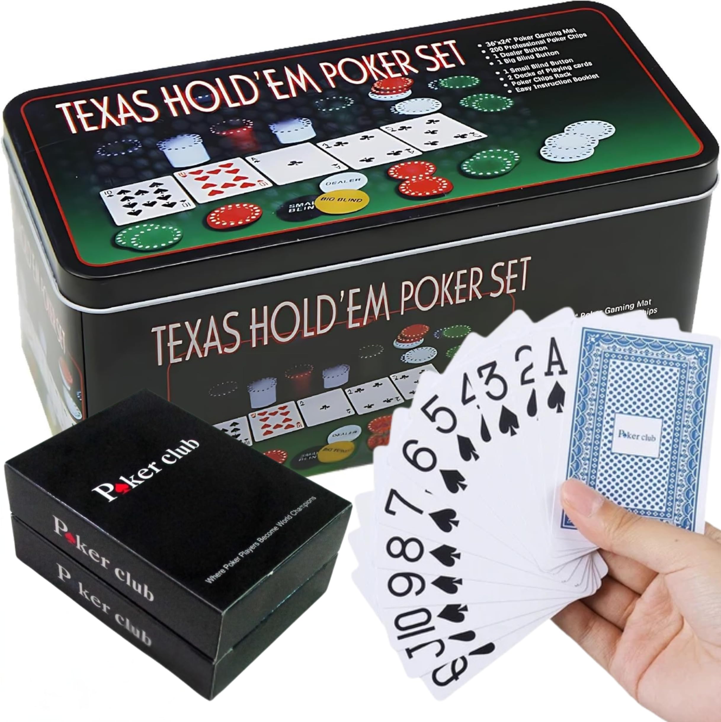 Jeu de Poker Kit Complet avec Tapis. Cartes de Poker Durables et Malette Poker. Devenez le Maître du Hasard avec ce Set de Poker de Luxe. Élégance dans Chaque Carte et Maîtrise dans Chaque Paris.