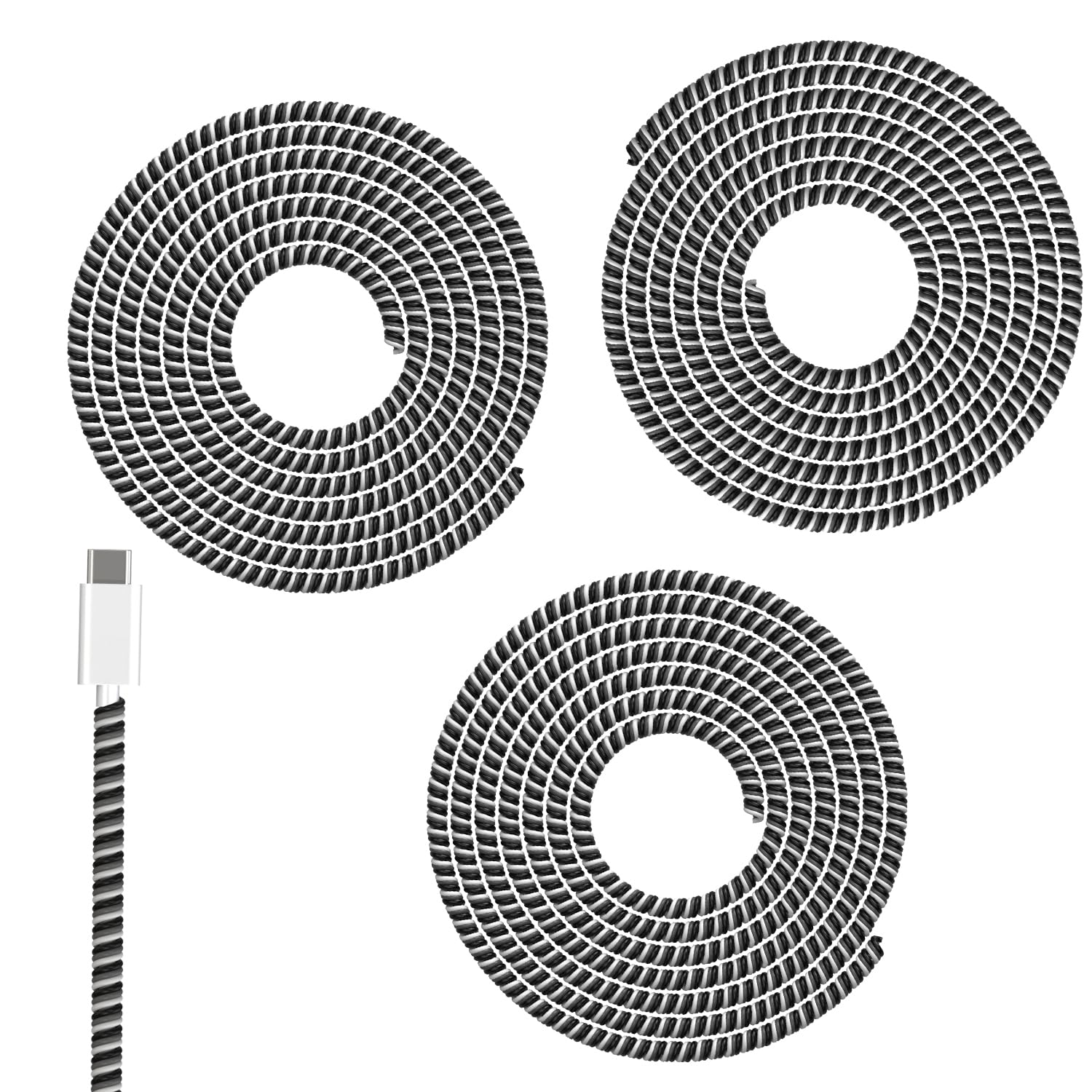 Sounce Ultimate Cable Protector | Spiral Triple Colour 1.5 Meter / 150 cm | Plastic Cord Wire Charger Winder for iPhone and Android Charging Cables (Pack of 3)-image-4