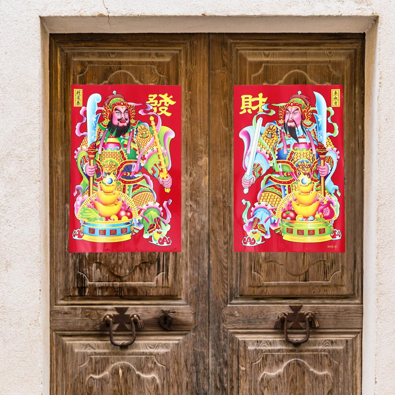 Amosfun 4 Juegos De La Puerta De La Riqueza Pegatina Decoración Dormitorio Home Decor Adornos De Año Ventana De Navidad Se Aferra Imagen De Estilo Chino Foto De Año Nuevo 6 Piezas * 4