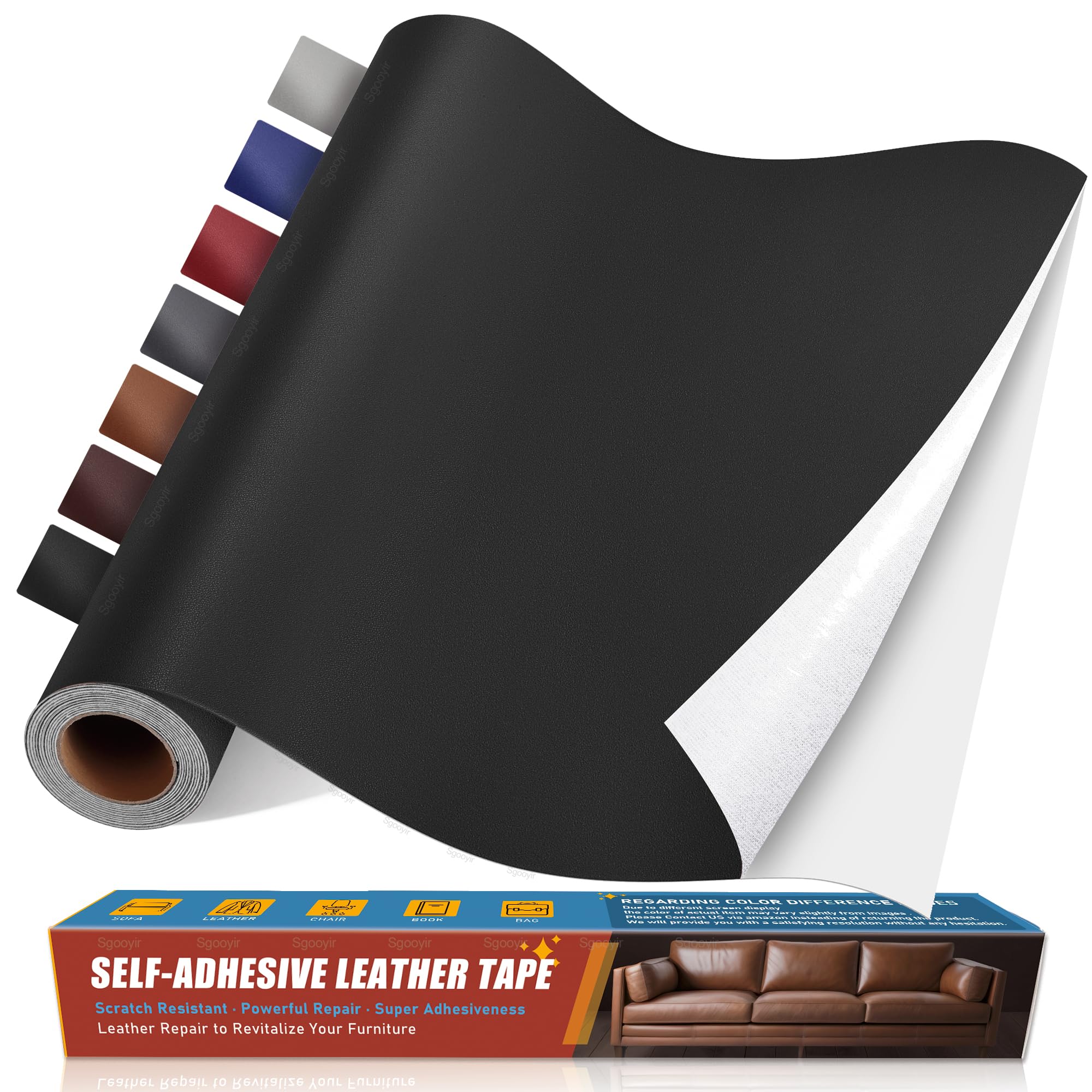 Sgooyir Leder Reparatur Set, Kunstleder Selbstklebend, Kunstleder Reparaturset Flicken Selbstklebend Patch für Autositze, Sofa, Jacken, couch, MöbelV