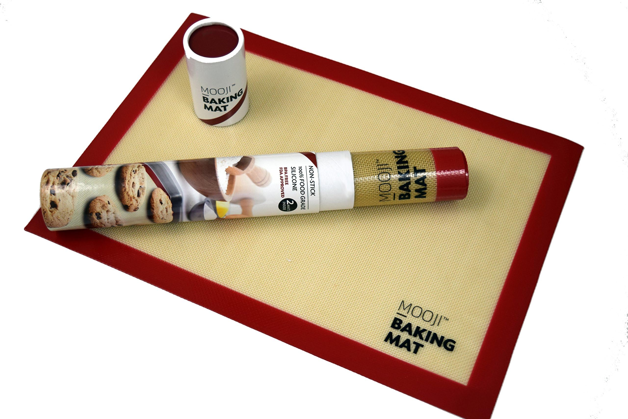 MOOJI - (2 Pack) Premium Non-Stick Silicone Baking Mat - Sheet Sizes 16.5" x 11" - Set of 2