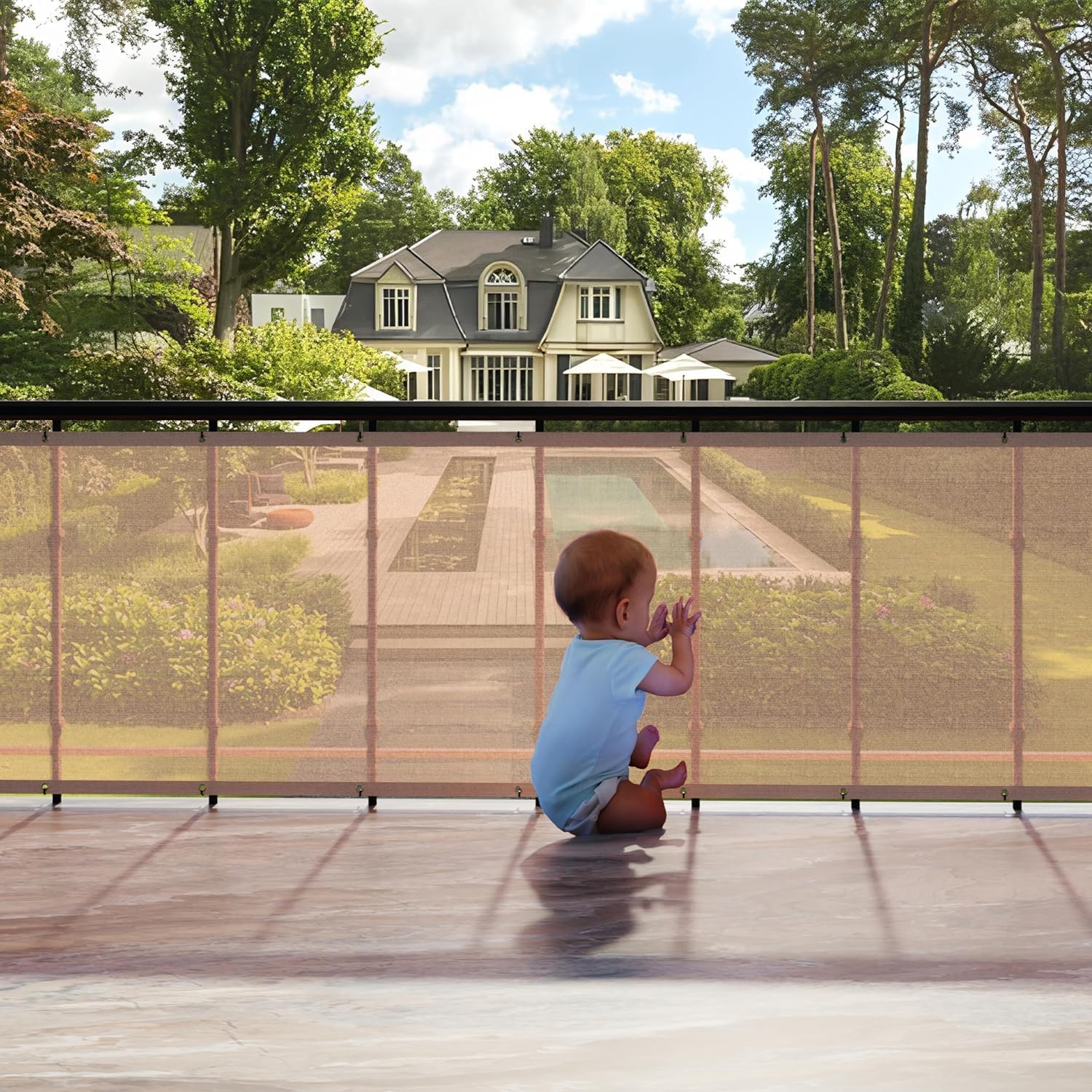 NIYANTA Child Proofing Banister Guard Net| Baby Proofing Stairs Rail Safety Net| Rail Balcony Net| Safety Net for Kids Children Pets| Balcony Rail Protector Safety Fence| Safety for Outdoor (White)