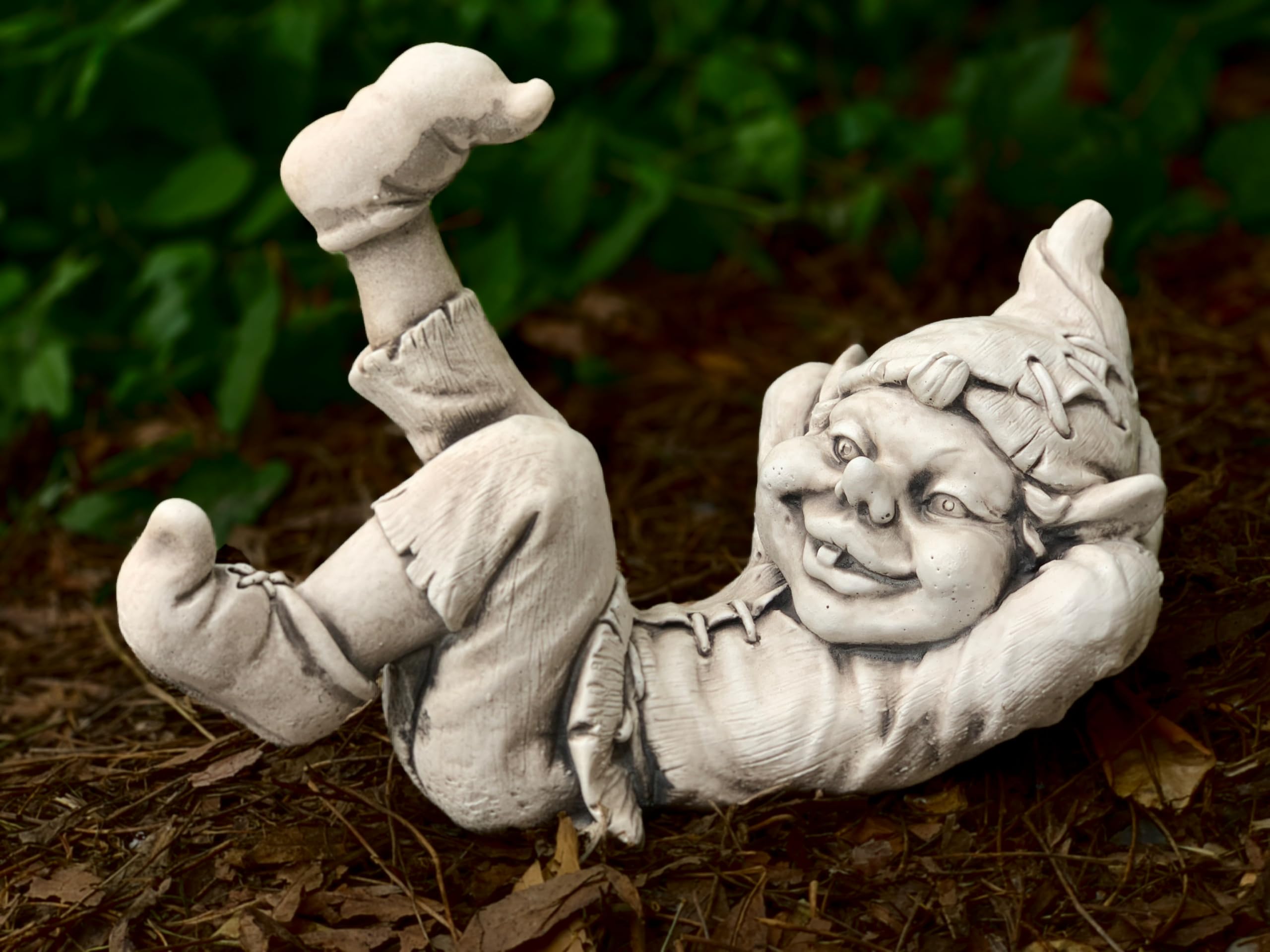 Oloma Grey Stone Amazing Gnome Sculpture Concrete Troll Statue Outdoor Playful Troll Decoration Stone Realistic Funny Pixie Statue Zen Garden Ornament Front Door Decoration Gnome Lover Gift Yard Art
