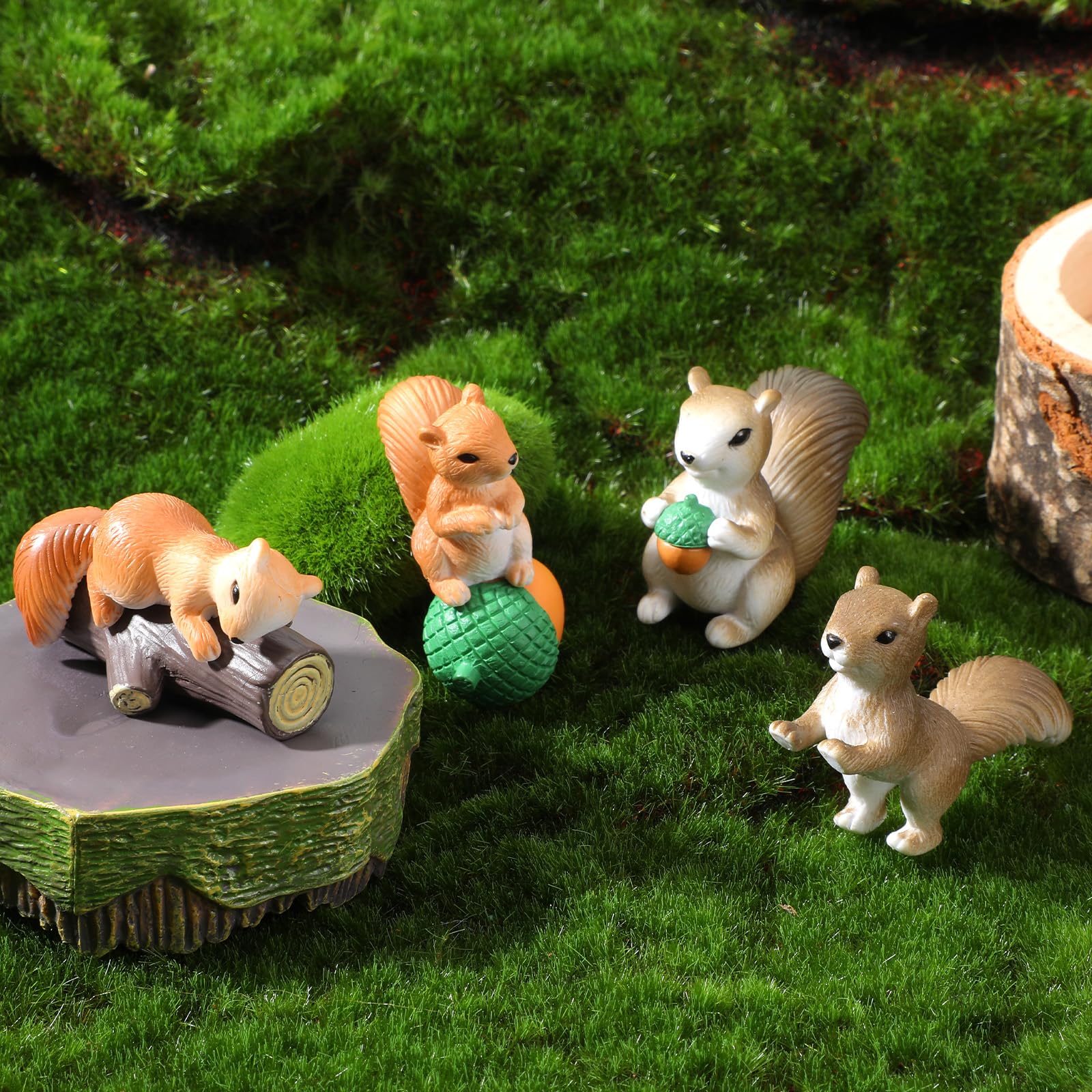 8 sztuk Figurka wiewiórki, miniaturowa dekoracja wiewiórek, model zwierzęcia z PVC, mikro dekoracja krajobrazowa, rośliny doniczkowe, dekoracja do ogrodu, wiewiórka na ciastko topper dla