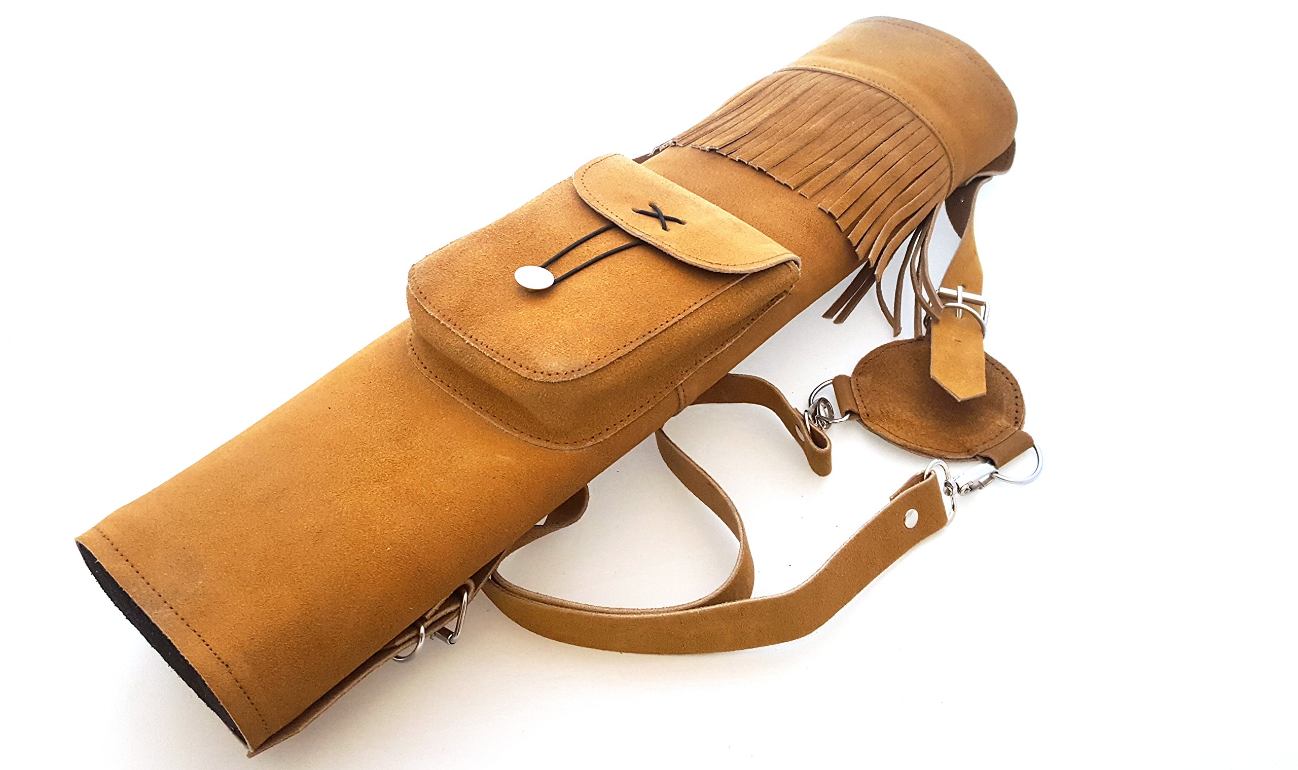 Aljaba de piel de ante tradicional para tiro con arco, Honey Brown