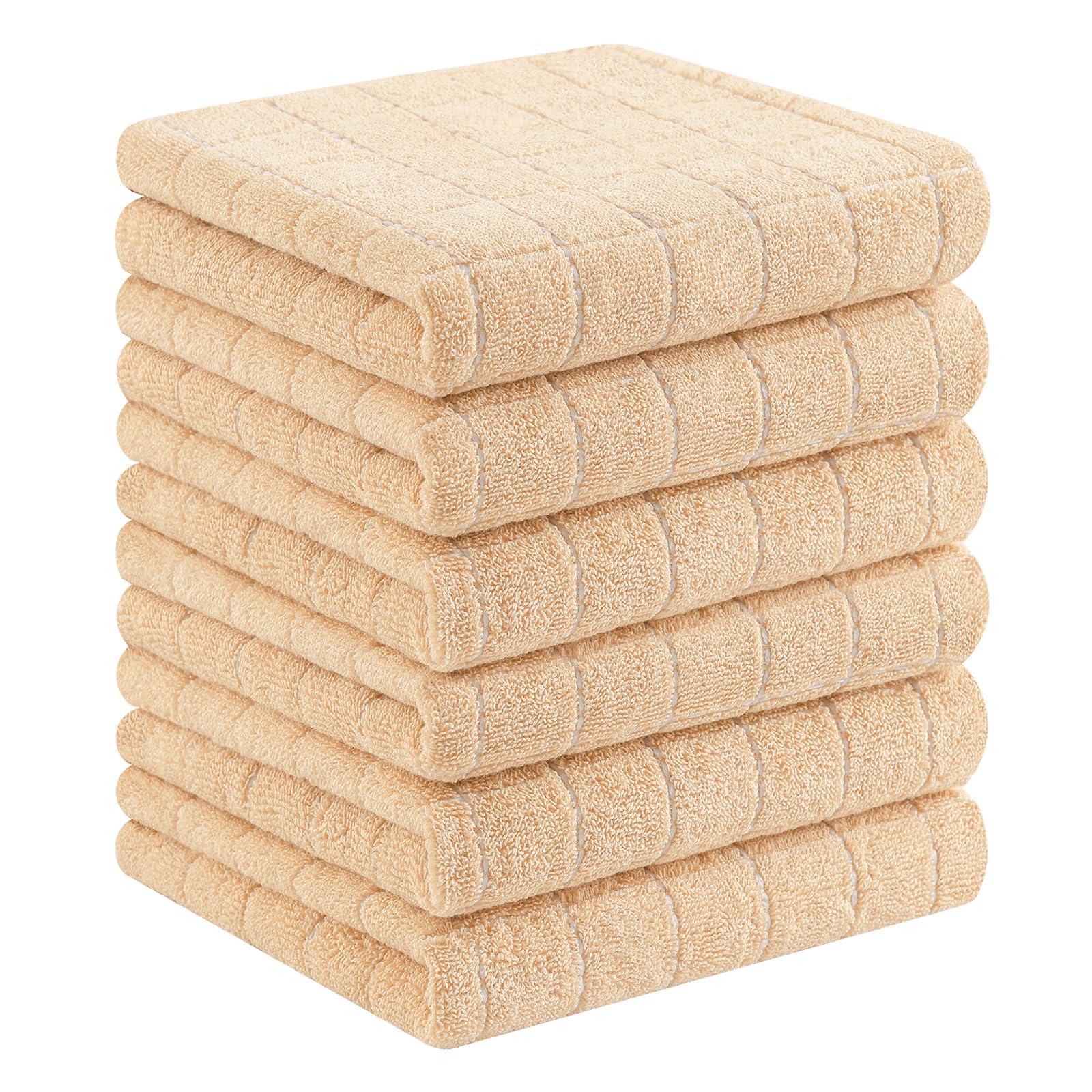 Homaxy 100% Cotton Terry Kitchen Towels, 6 Pack, Apricot | Ultra Soft and Absorbent Dish Towels for Kitchen, Suitable for Drying and Washing Dishes