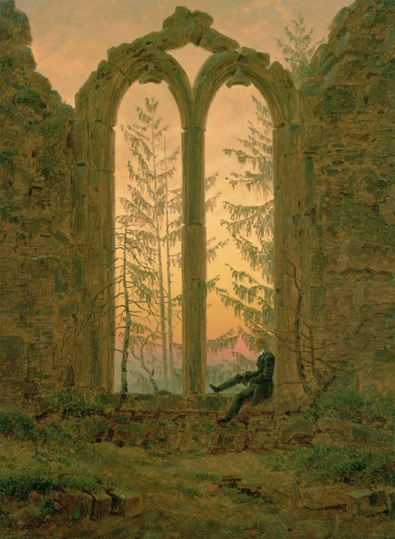 SERENDIPITP Vintage Picture Print on Canvas Wall Art Poster Ruins of the Oybin Monastery The Dreamer Oil on canvas by Caspar David Friedrich Artwork Print Poster for Wall Decor 60x90cm