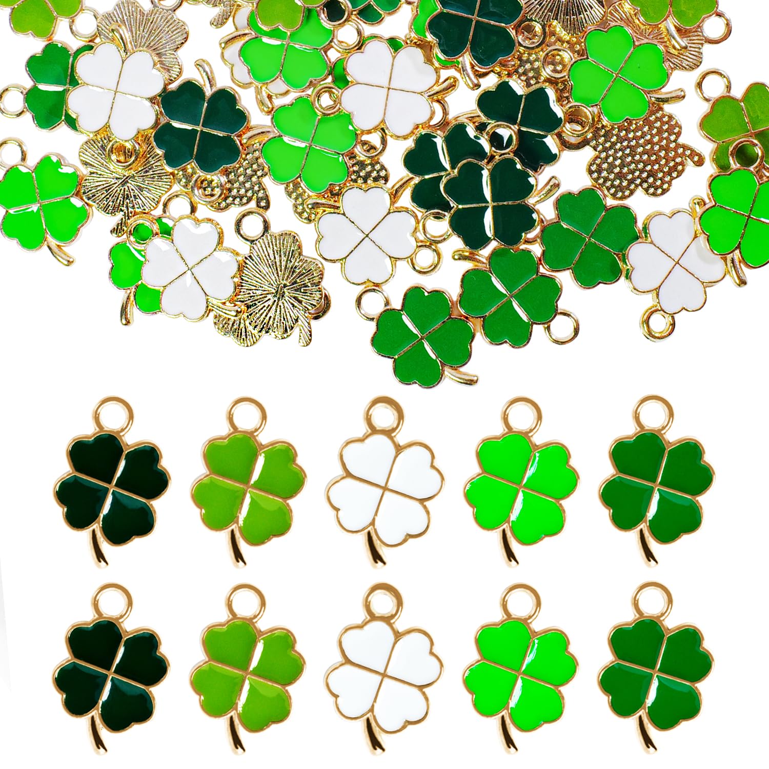 UNICRAFTALE 40 Pz 4 Colori Ciondoli Quadrifoglio 304 Ciondoli Trifoglio Quadrifoglio in Acciaio Inossidabile 1.2mm Foro Ciondola Pendenti e Ciondoli Orecchini Pendenti con Ciondoli Bracciali Collana