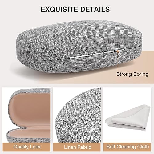 Miniatura 5 de Marvolia Estuche rígido para lentes de sol, funda protectora de tela de lino para gafas de sol para hombres y mujeres