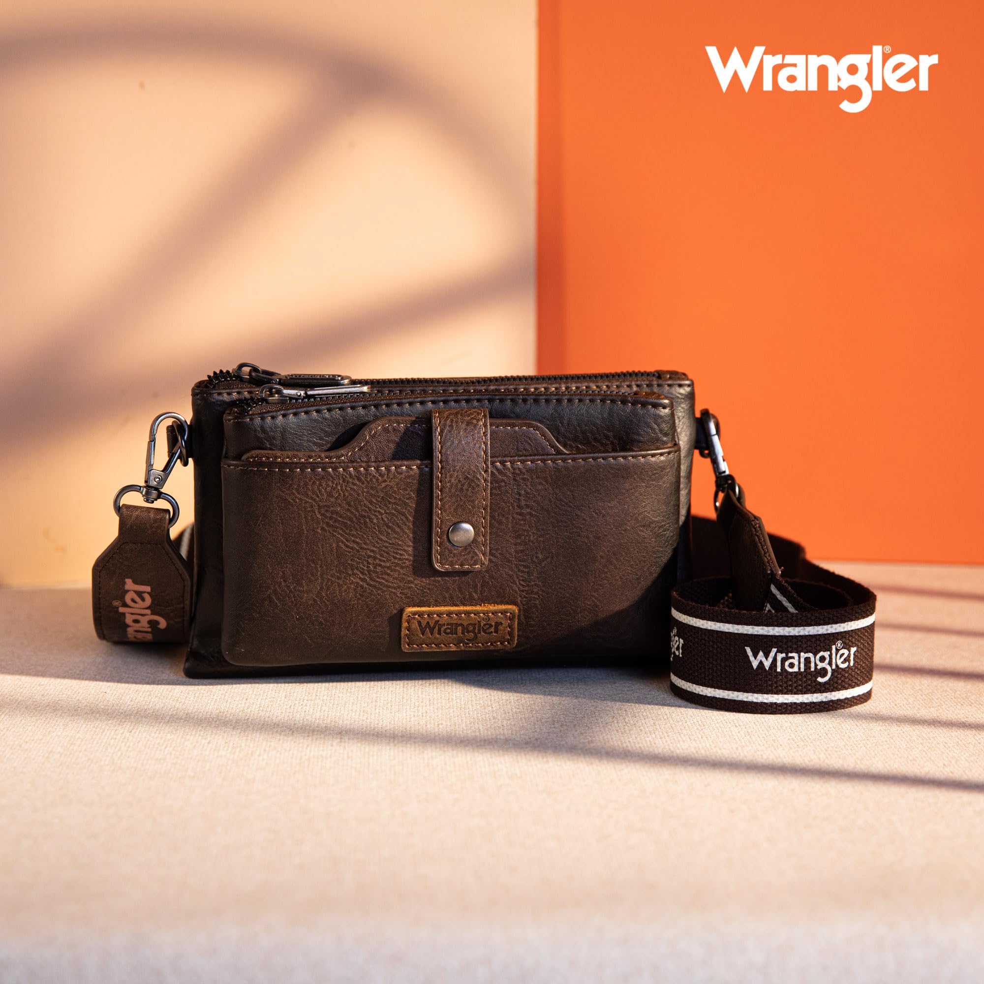 Condition photo showing New/Like New for wrangler crossbody bags for women multi-function card wallet with double layer purse