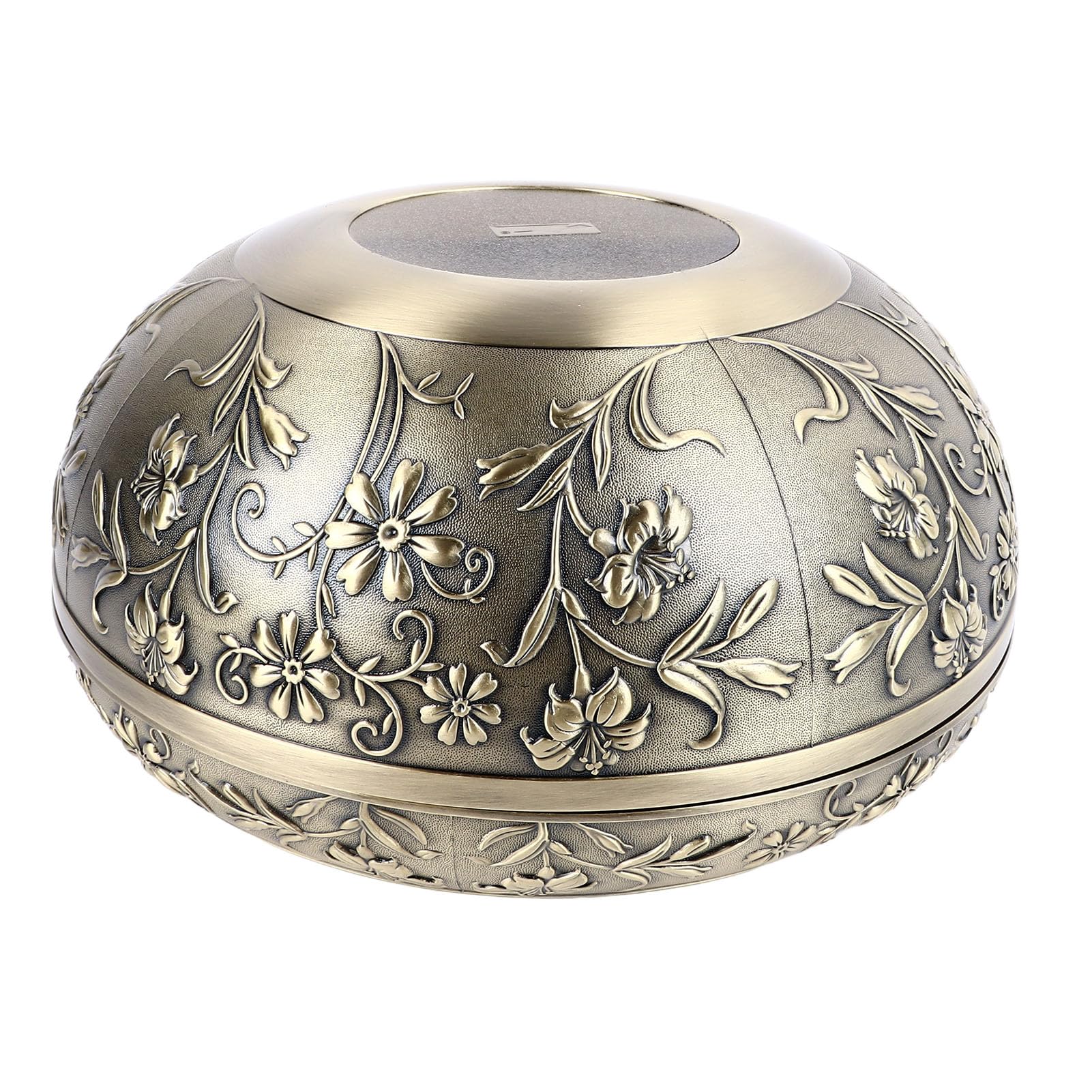 Ausla Boîte à Fruits Secs Vintage, Récipient à Noix en Alliage de Bronze avec Couvercle, Plateau à Collation à Motif Floral divisé pour Salon, Hôtel, Bureau, Salle de Réception, Rangement