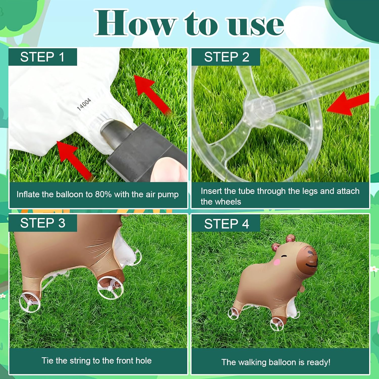 Capybara Pirthday Decorations Walking Balloon with Wheels – Self-Standing Animal Balloon for Kids, Capybaras Party Decorations for Birthday Theme Supplies